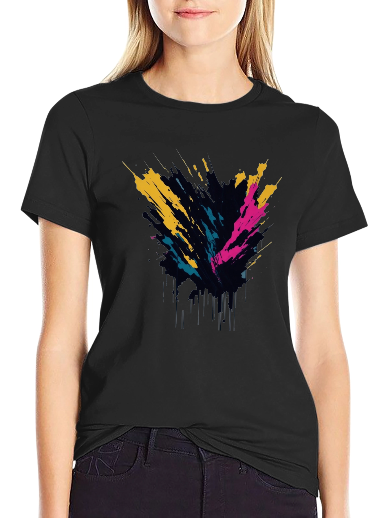 Abstract Splatter Graphic Tee - Mens Black T-Shirt