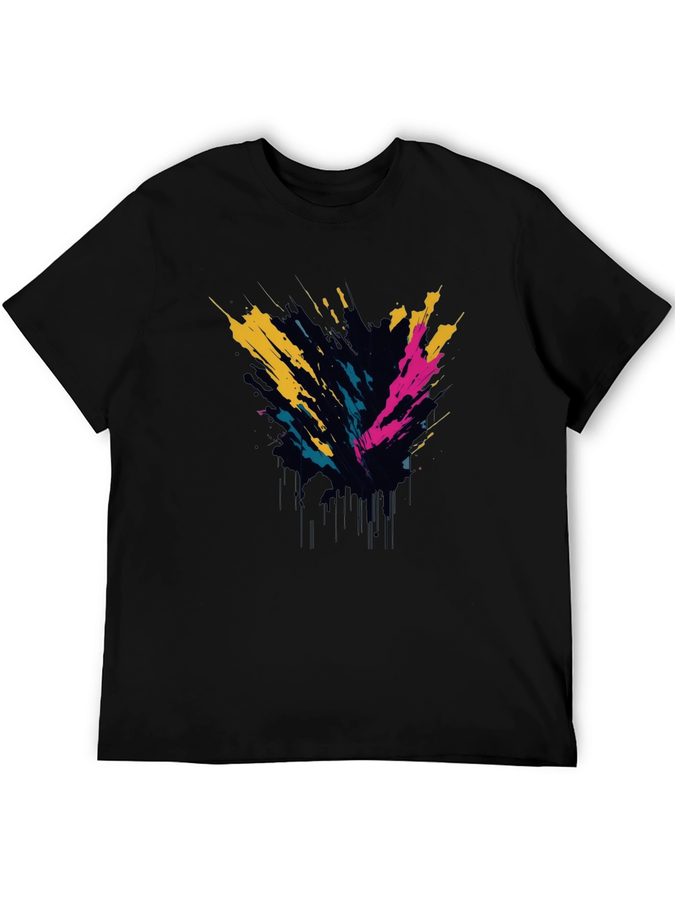 Abstract Splatter Graphic Tee - Mens Black T-Shirt