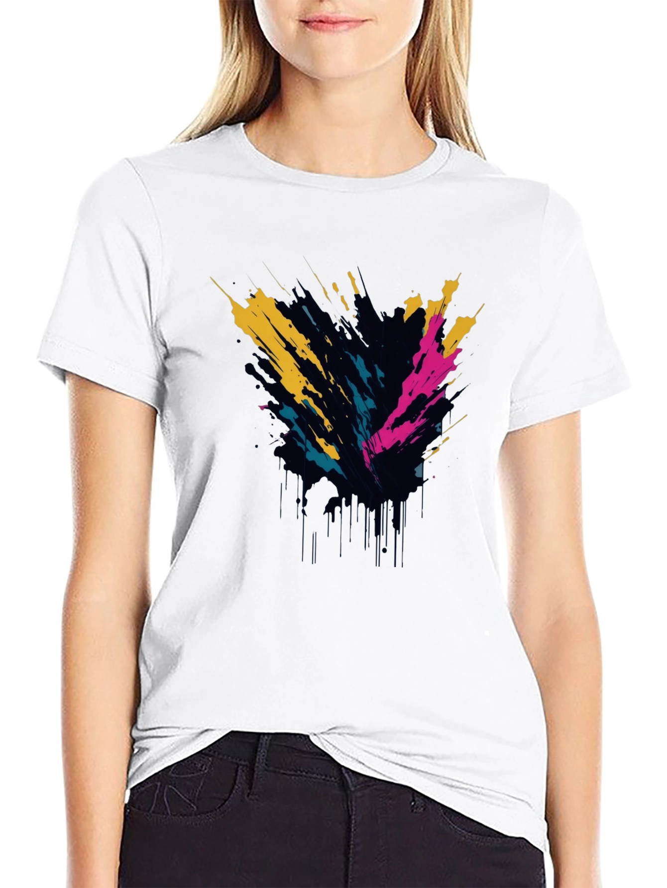 Abstract Splatter Graphic Tee - Mens Black T-Shirt