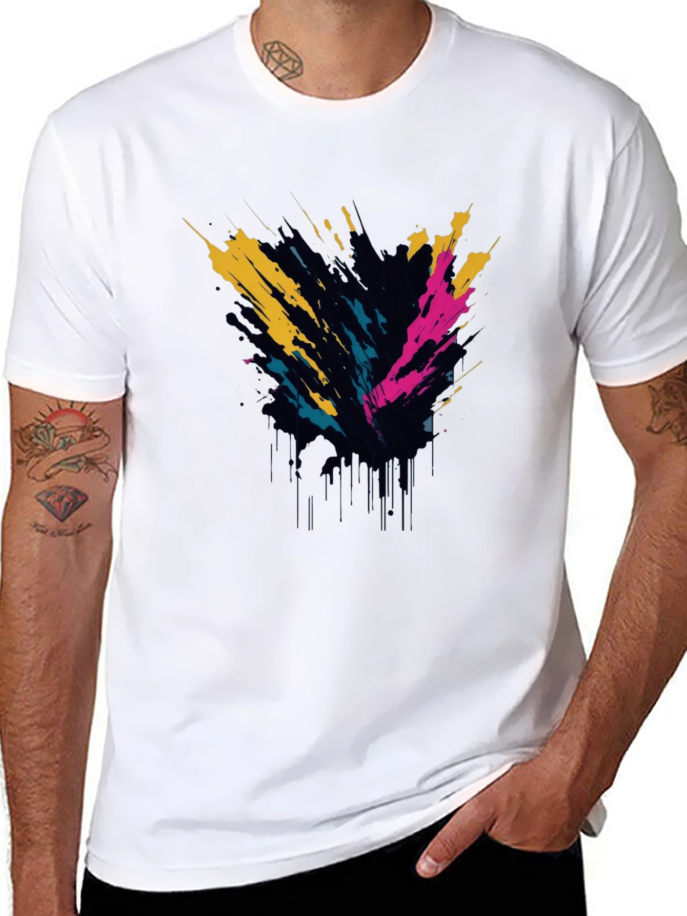 Abstract Splatter Graphic Tee - Mens Black T-Shirt