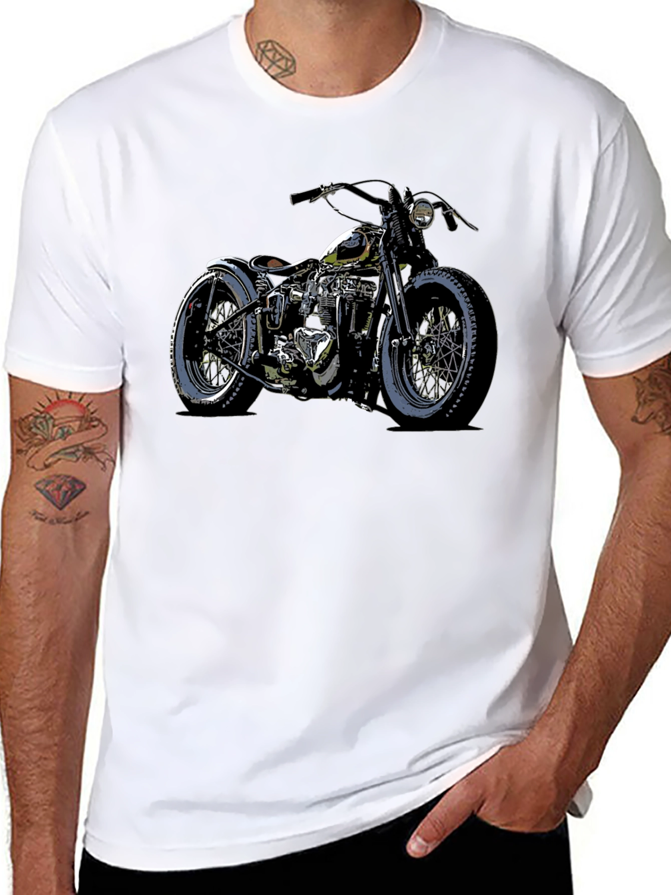 Motorcycle Graphic T-Shirt - Black Mens Fashion