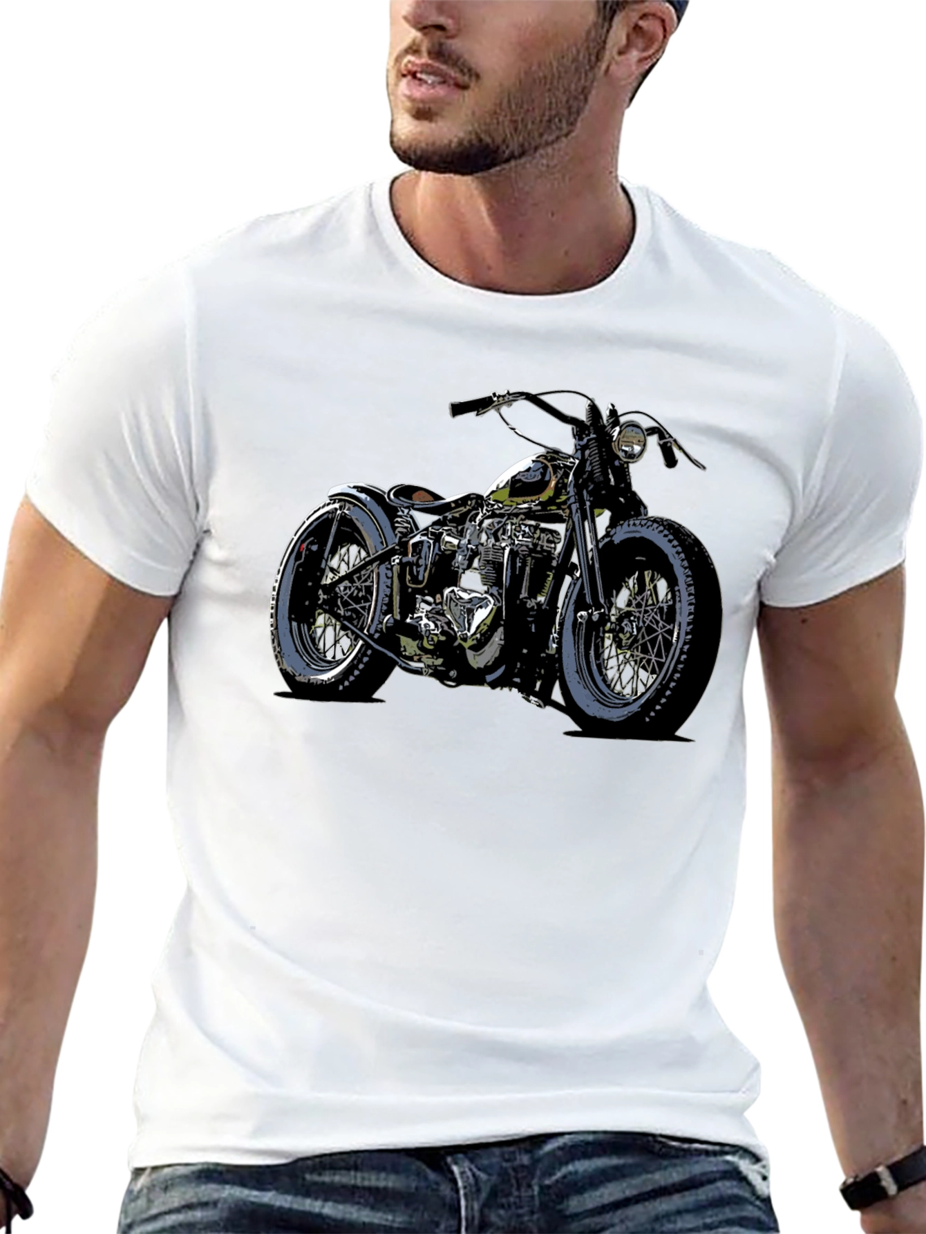 Motorcycle Graphic T-Shirt - Black Mens Fashion
