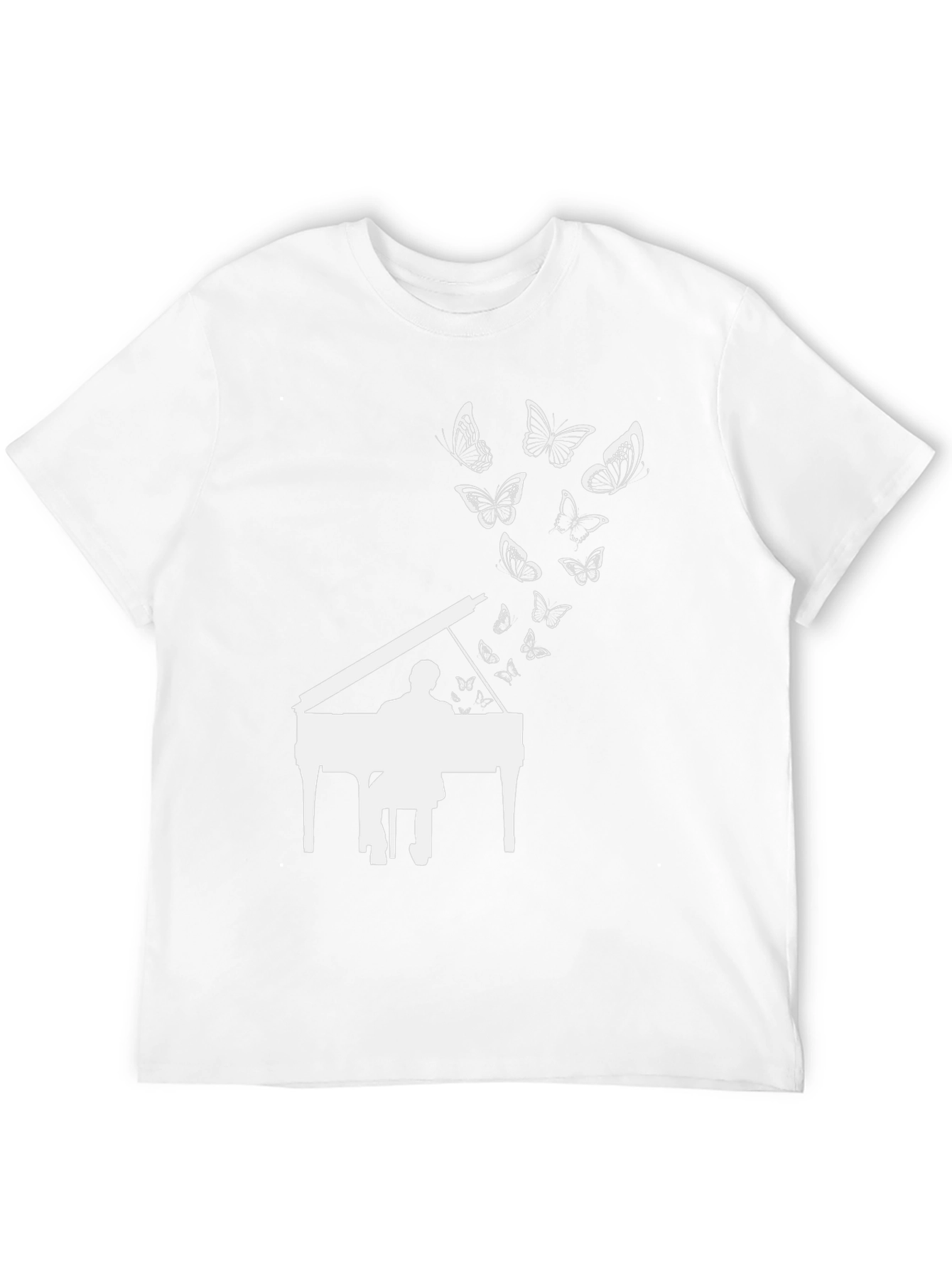 Piano & Butterflies Black Graphic T-Shirt