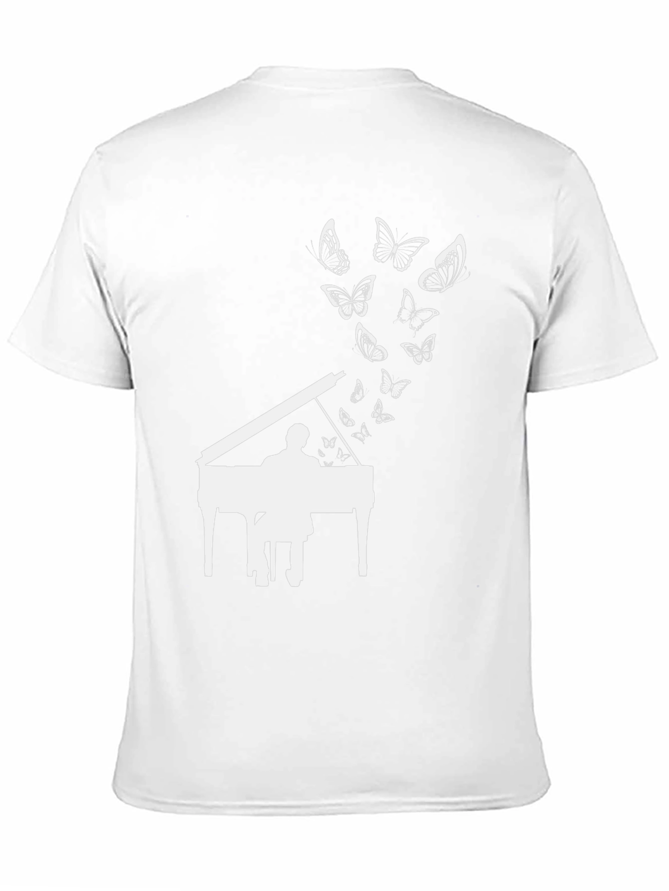 Piano & Butterflies Black Graphic T-Shirt