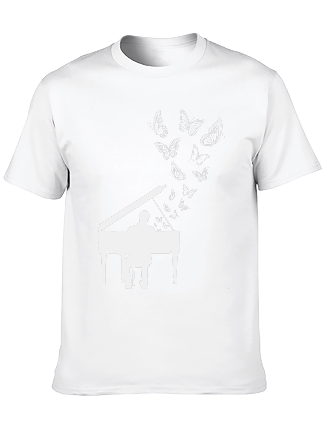Piano & Butterflies Black Graphic T-Shirt