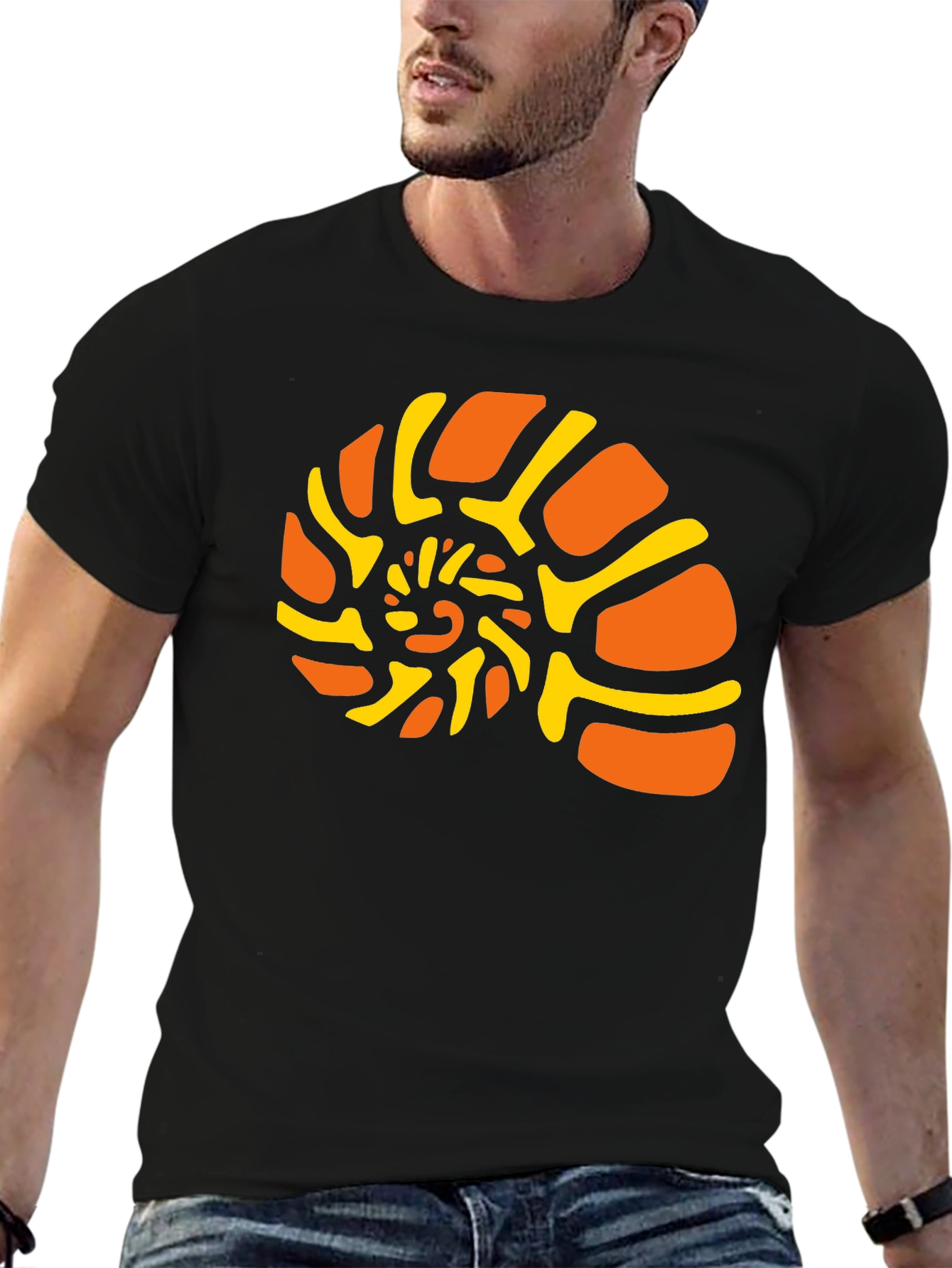 Nautilus Shell Graphic Tee - Black Cotton Comfort