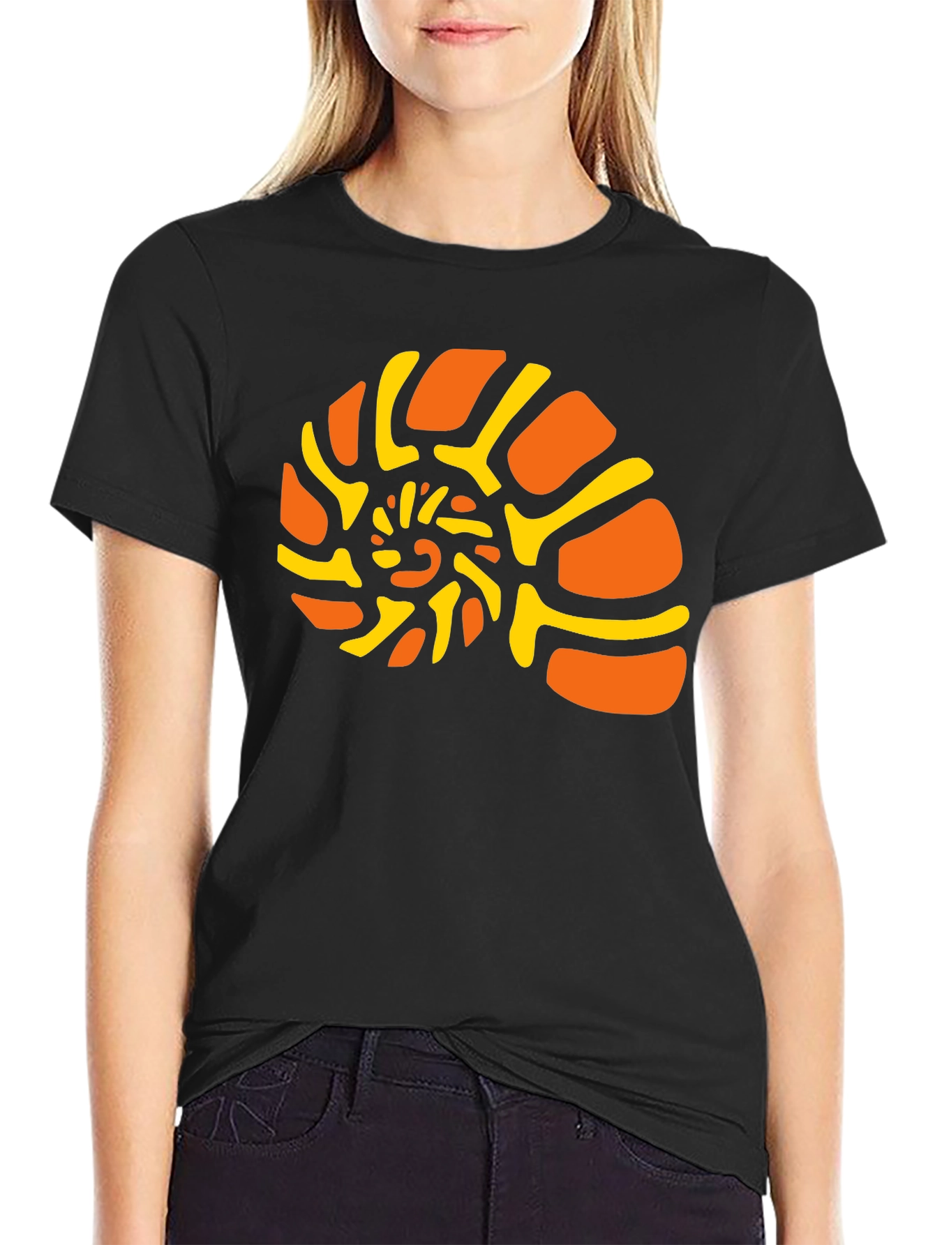 Nautilus Shell Graphic Tee - Black Cotton Comfort