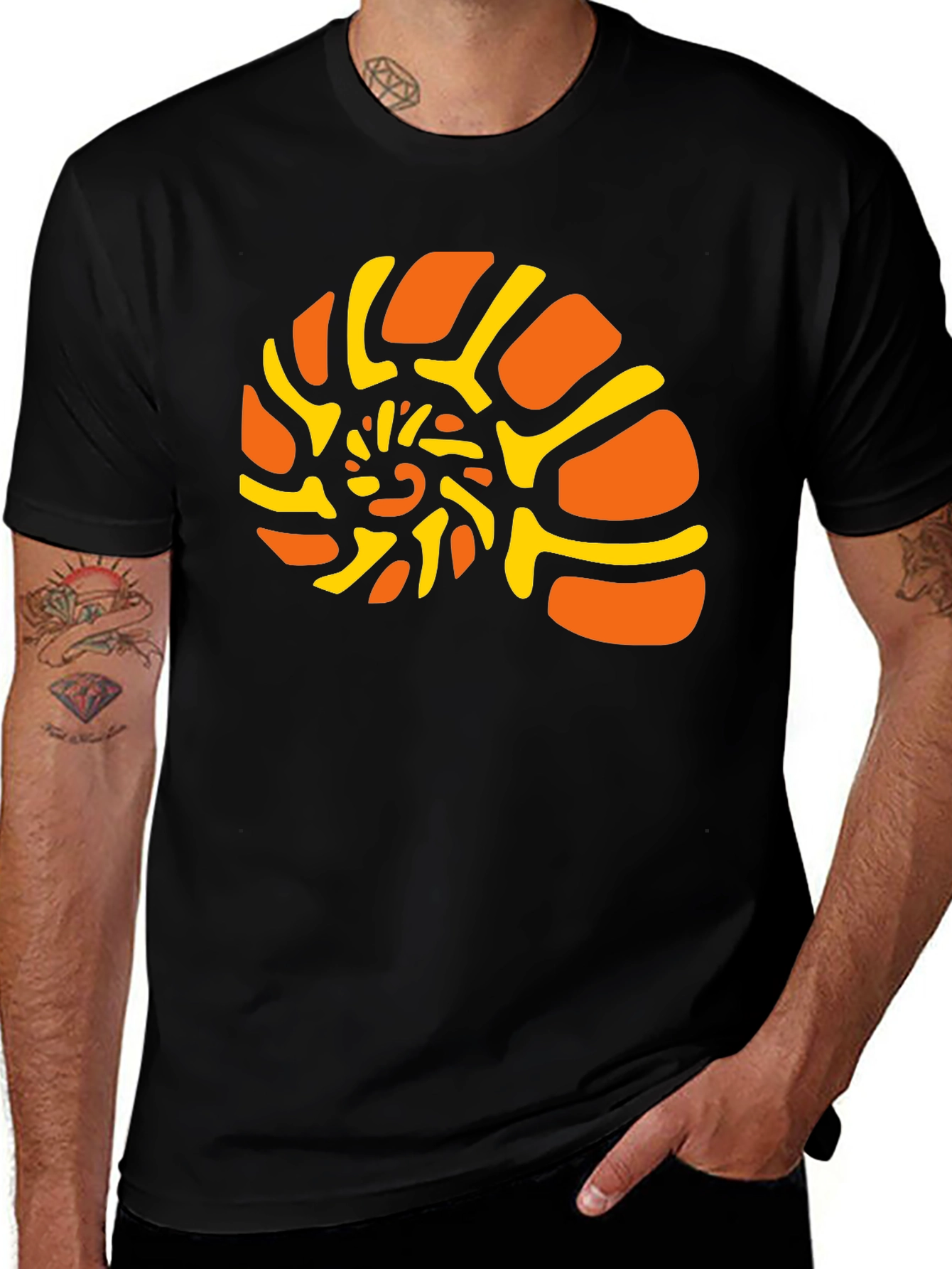 Nautilus Shell Graphic Tee - Black Cotton Comfort