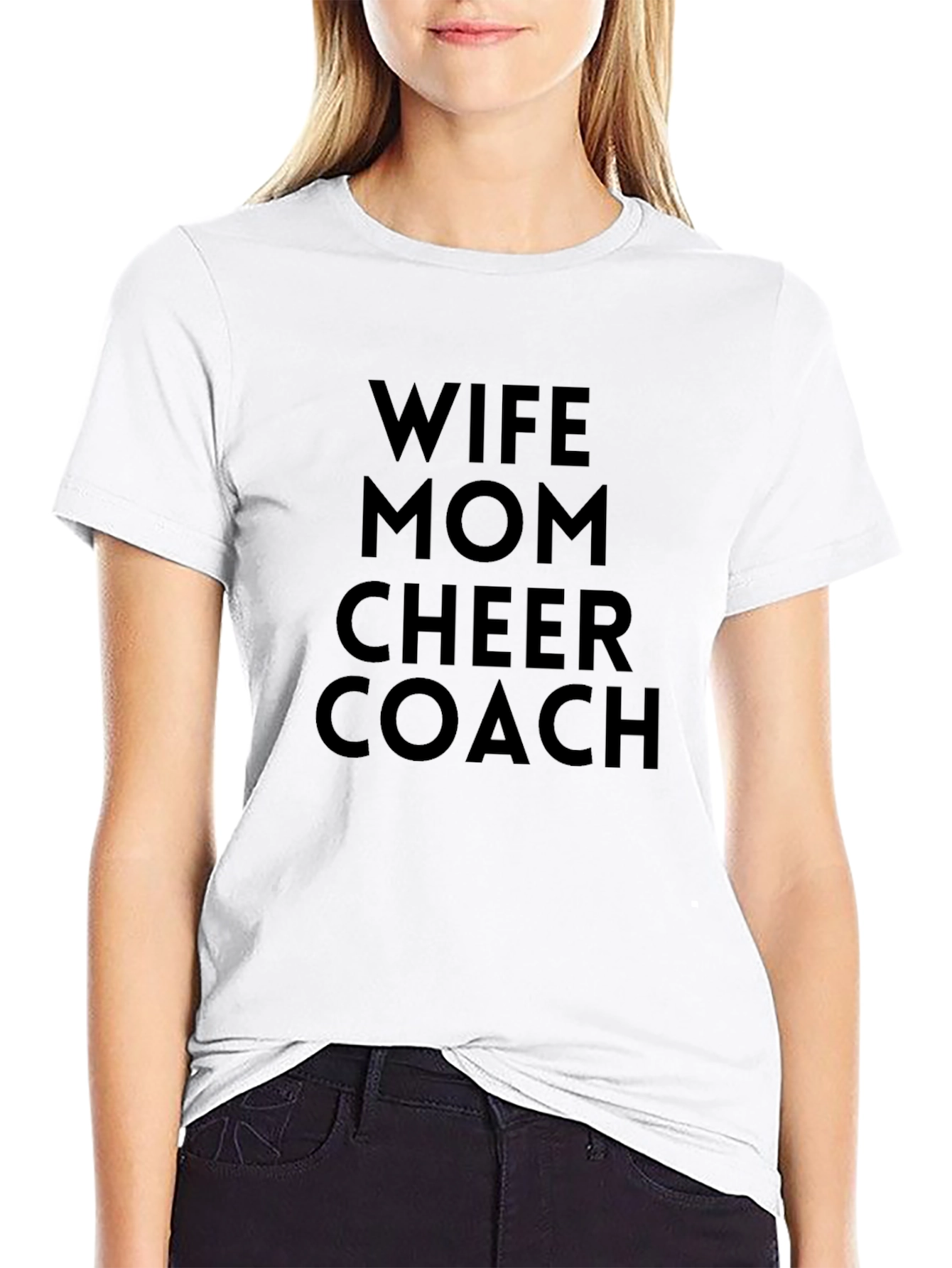 Wife Mom Cheer Coach T-Shirt - Black