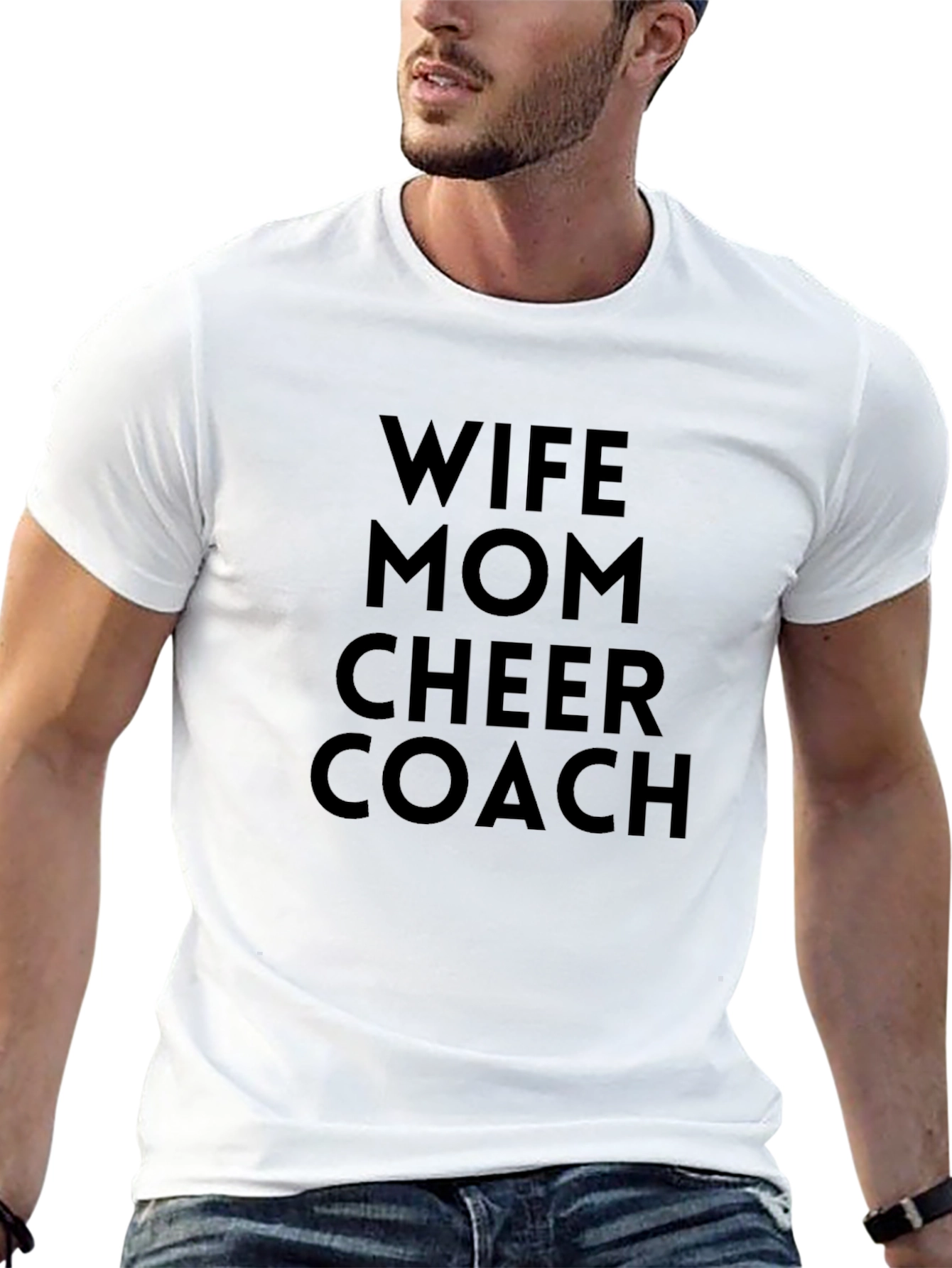 Wife Mom Cheer Coach T-Shirt - Black