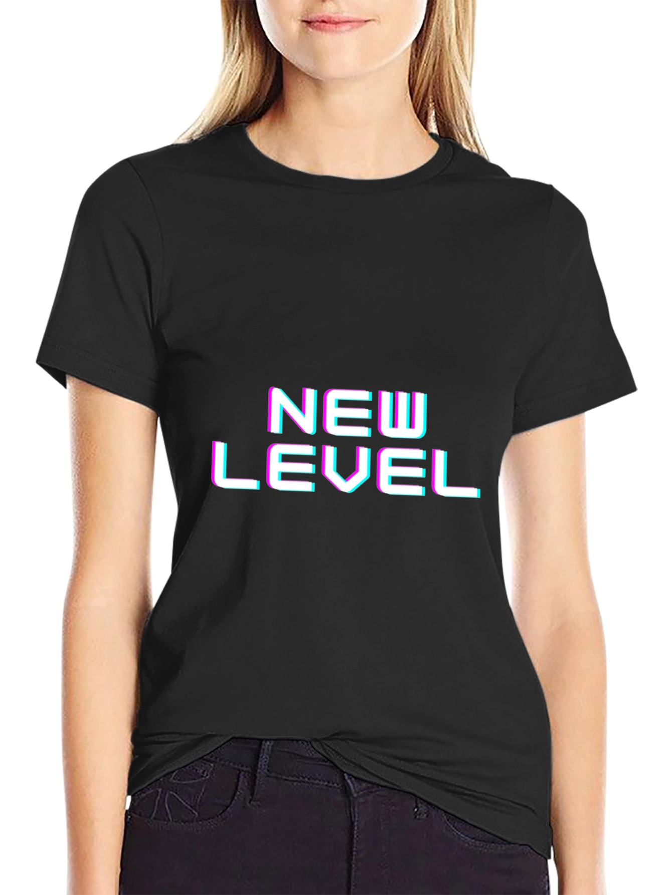 New Level Black T-Shirt - Cool Graphic Print