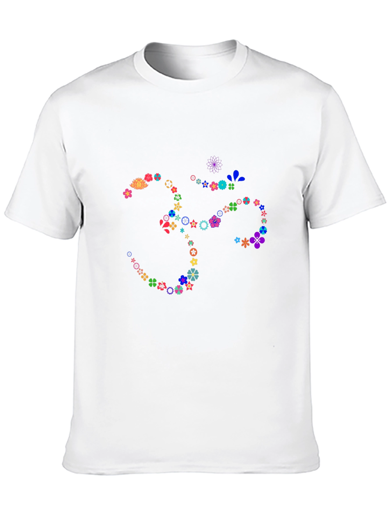 Floral Om Symbol Black T-Shirt