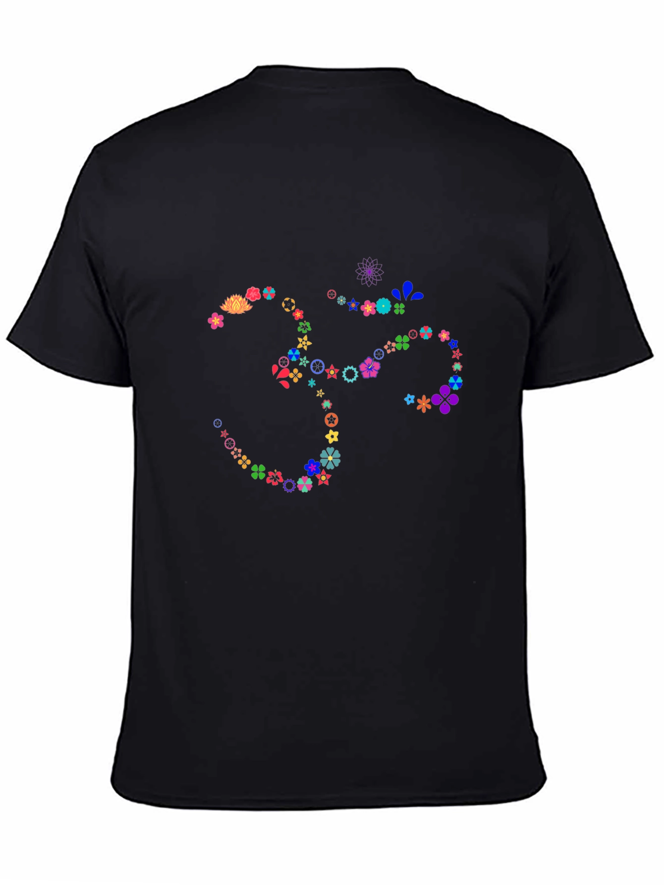 Floral Om Symbol Black T-Shirt