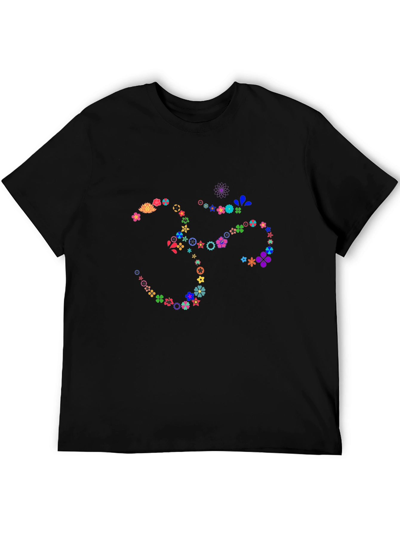 Floral Om Symbol Black T-Shirt