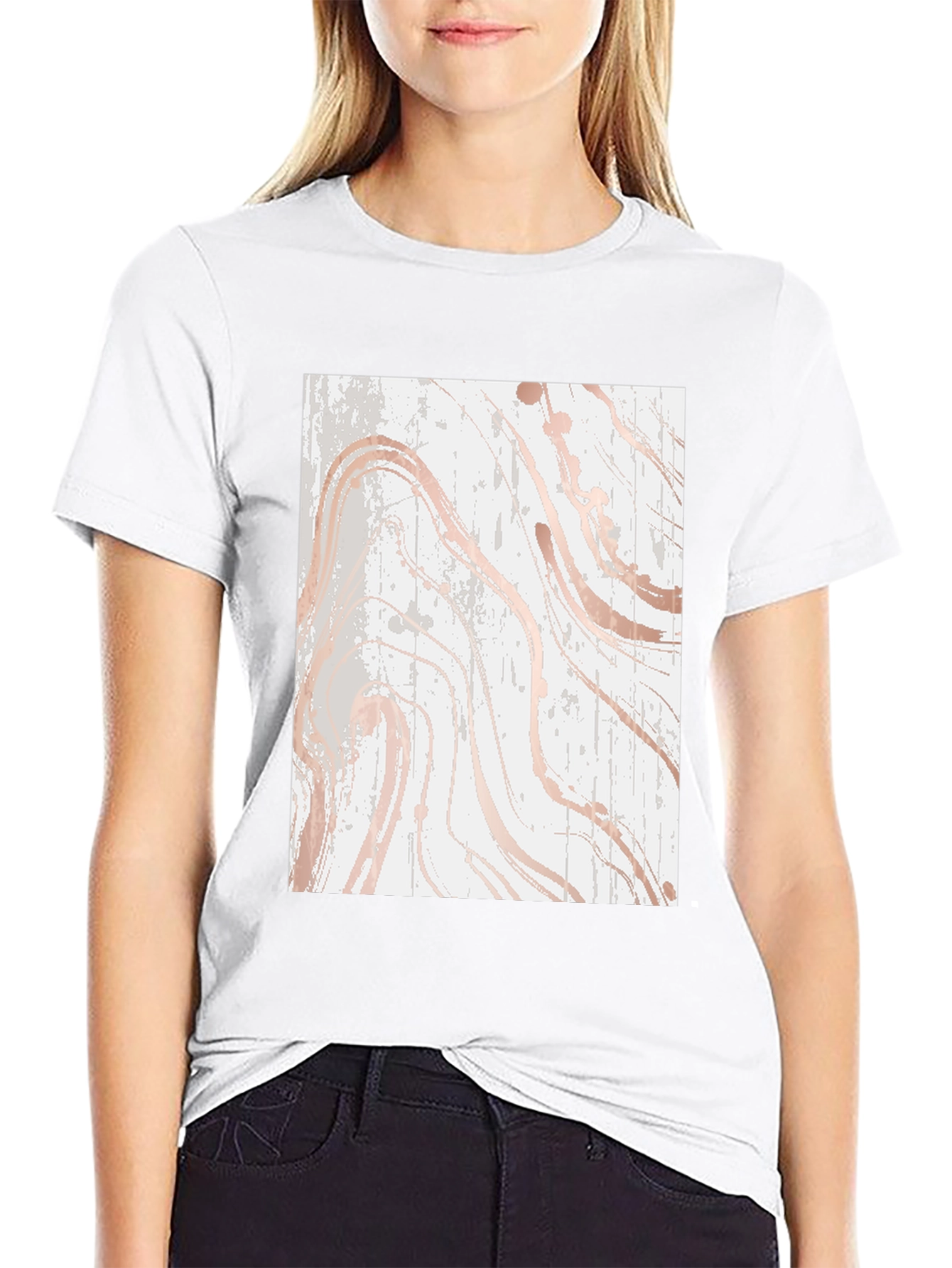 Modern Marble Print Black T-Shirt