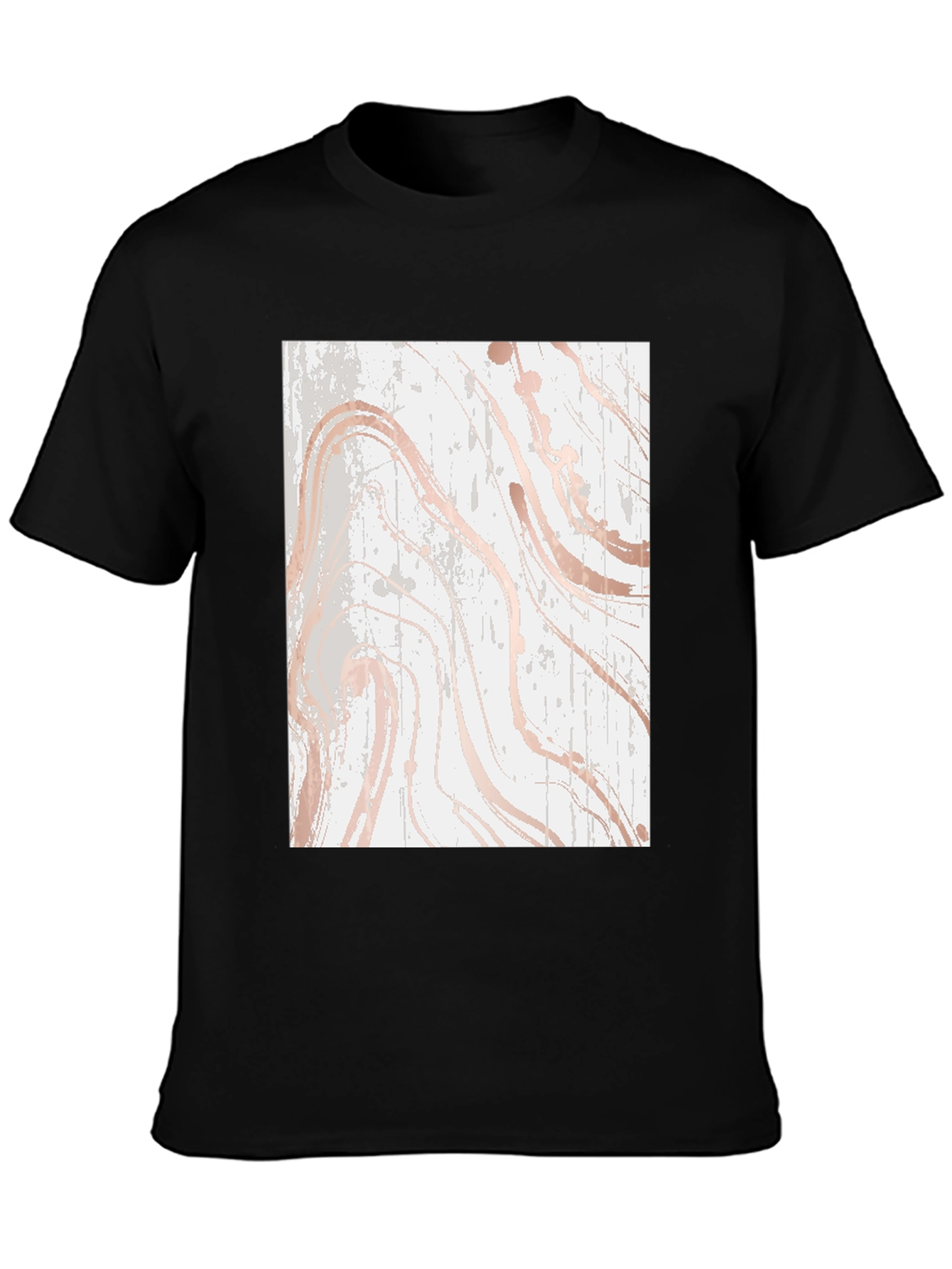 Modern Marble Print Black T-Shirt