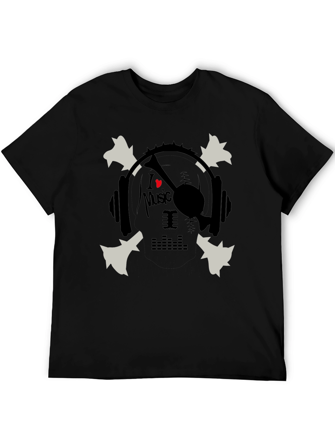 I Heart Music Skull & Headphones Graphic T-Shirt