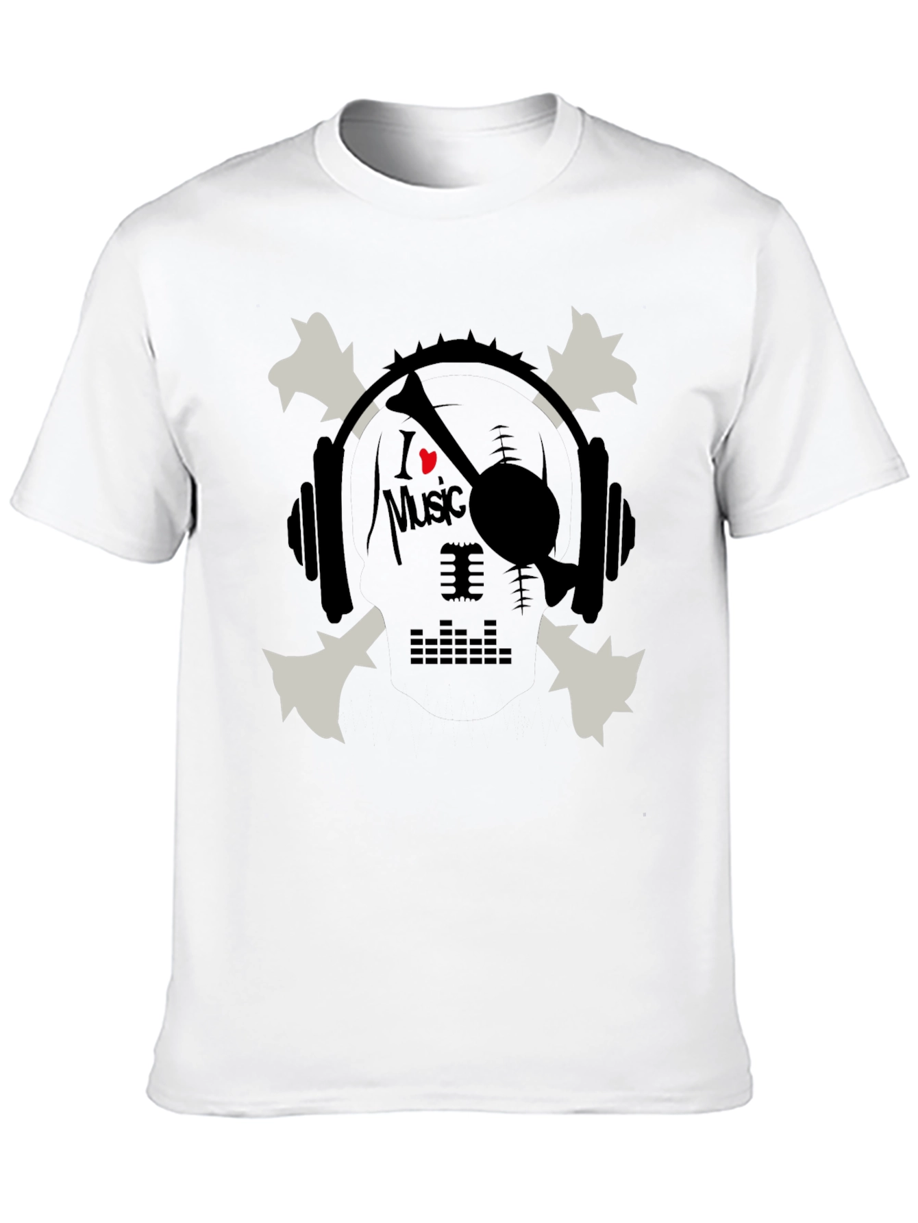 I Heart Music Skull & Headphones Graphic T-Shirt