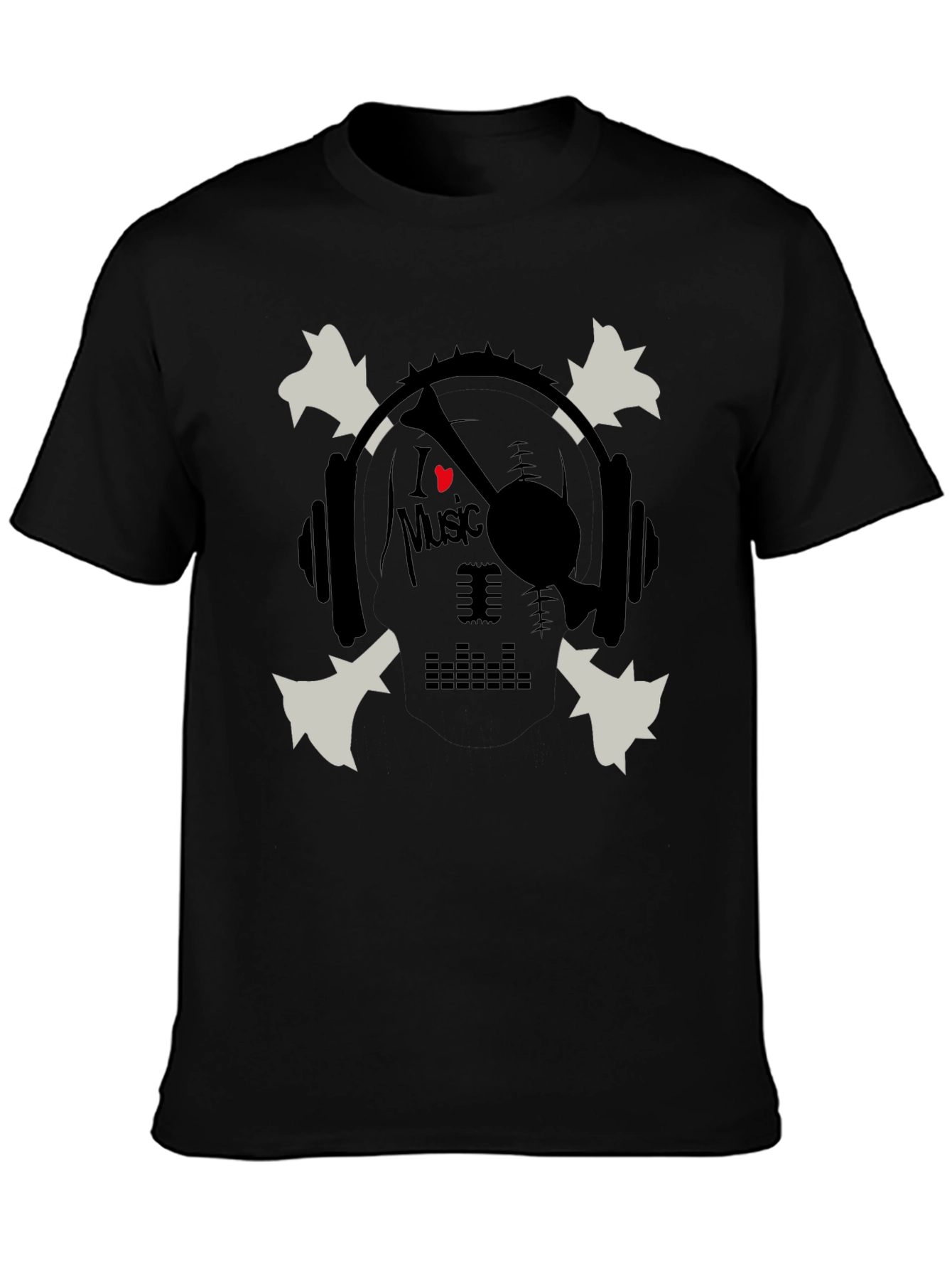 I Heart Music Skull & Headphones Graphic T-Shirt