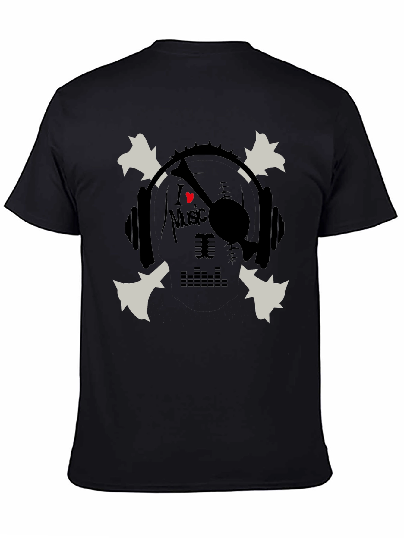 I Heart Music Skull & Headphones Graphic T-Shirt