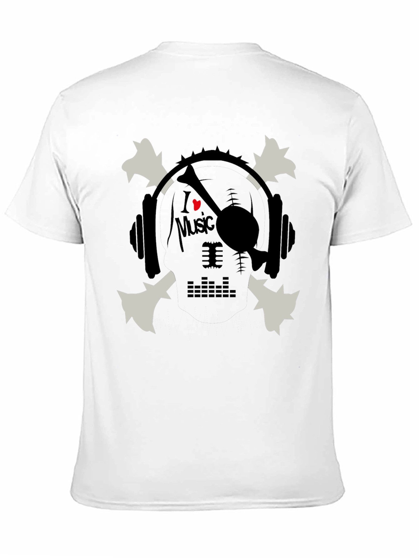I Heart Music Skull & Headphones Graphic T-Shirt