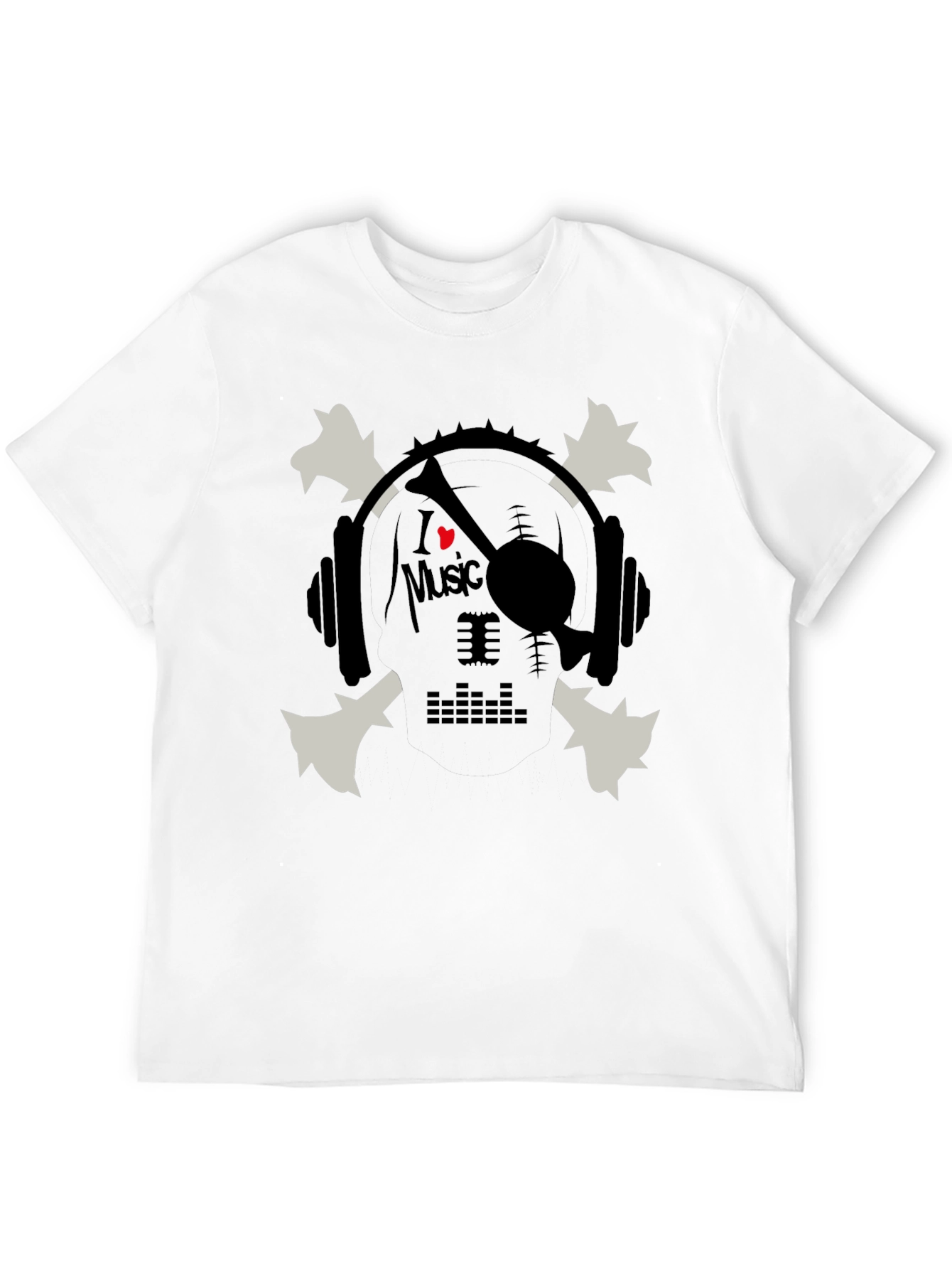 I Heart Music Skull & Headphones Graphic T-Shirt