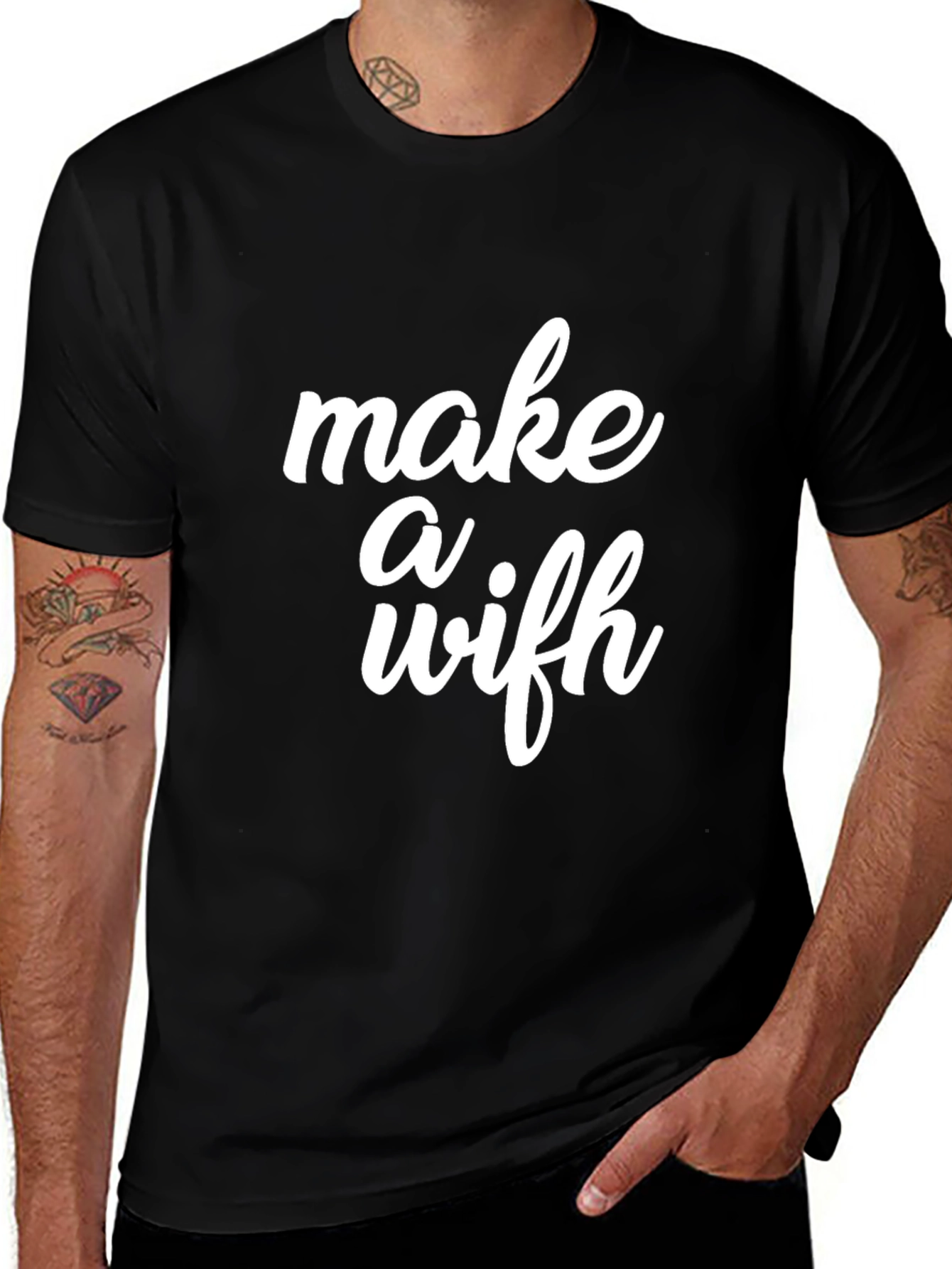 Make a Wish Graphic T-Shirt - Black Crew Neck