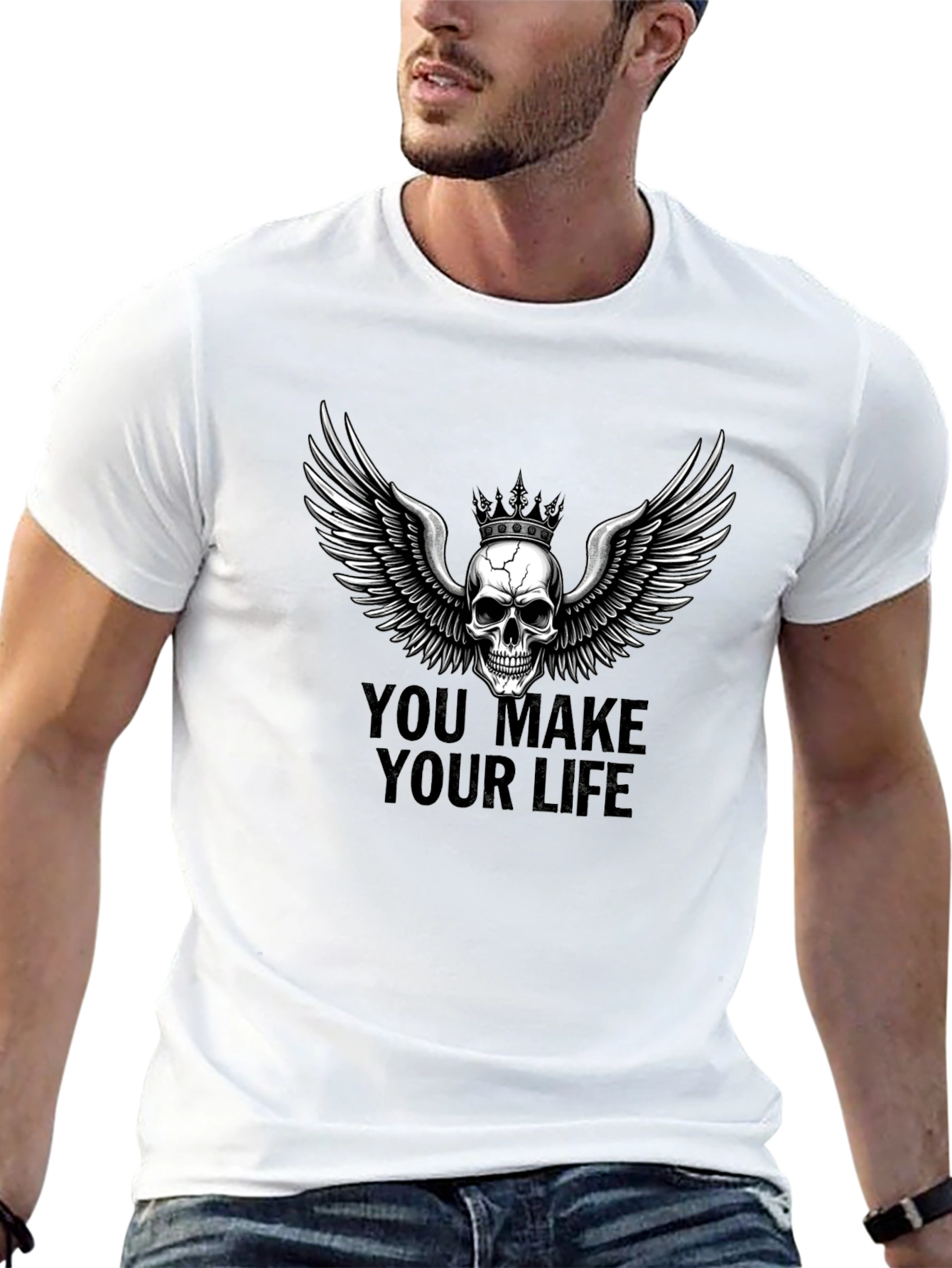 Skull Wings Graphic Tee - You Make Your Life