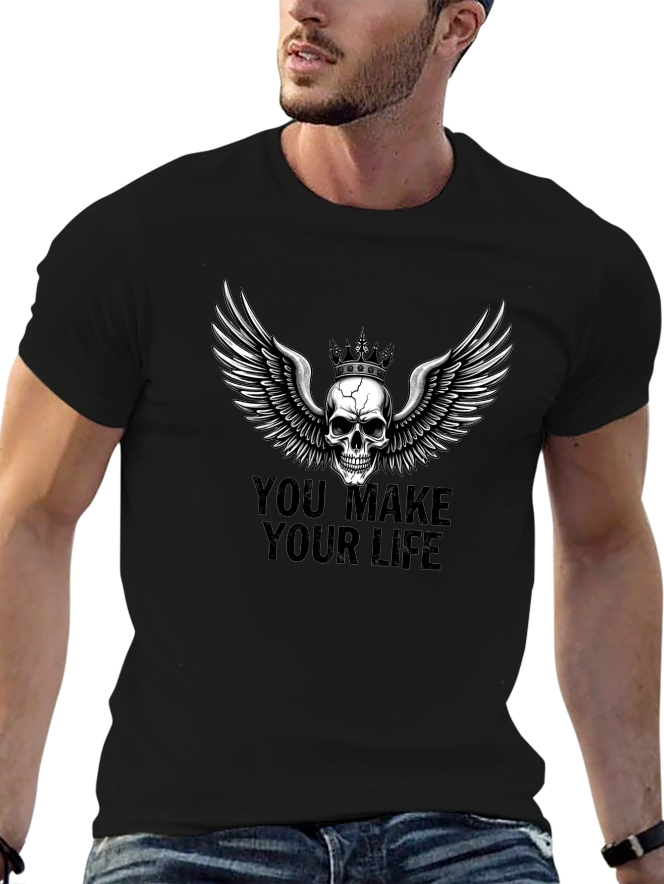 Skull Wings Graphic Tee - You Make Your Life