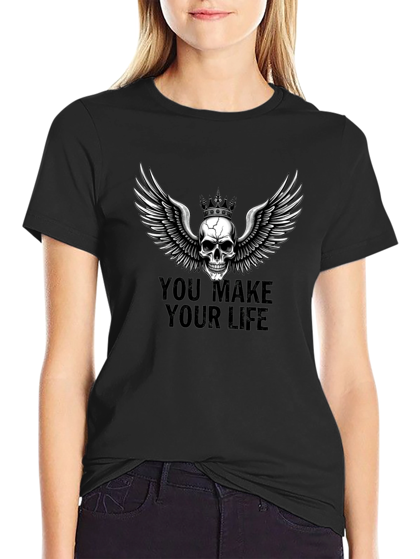 Skull Wings Graphic Tee - You Make Your Life