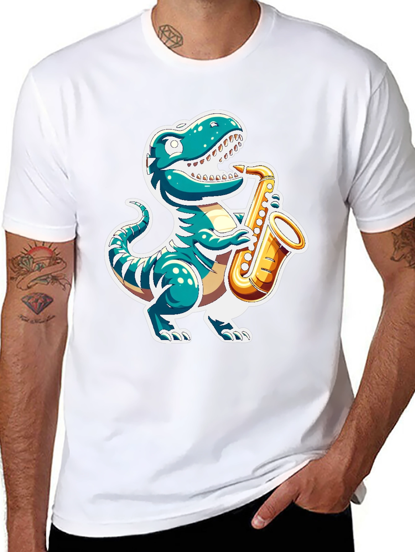 Dino Sax T-Shirt - Jazzy Reptile Tee