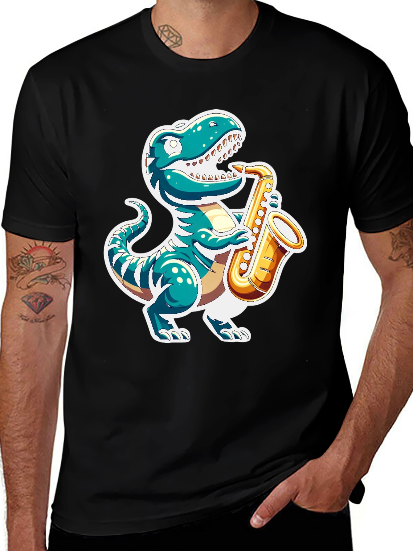Dino Sax T-Shirt - Jazzy Reptile Tee