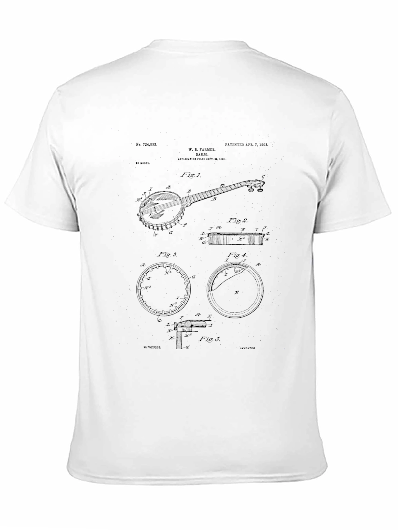 Banjo Patent Print Black T-Shirt