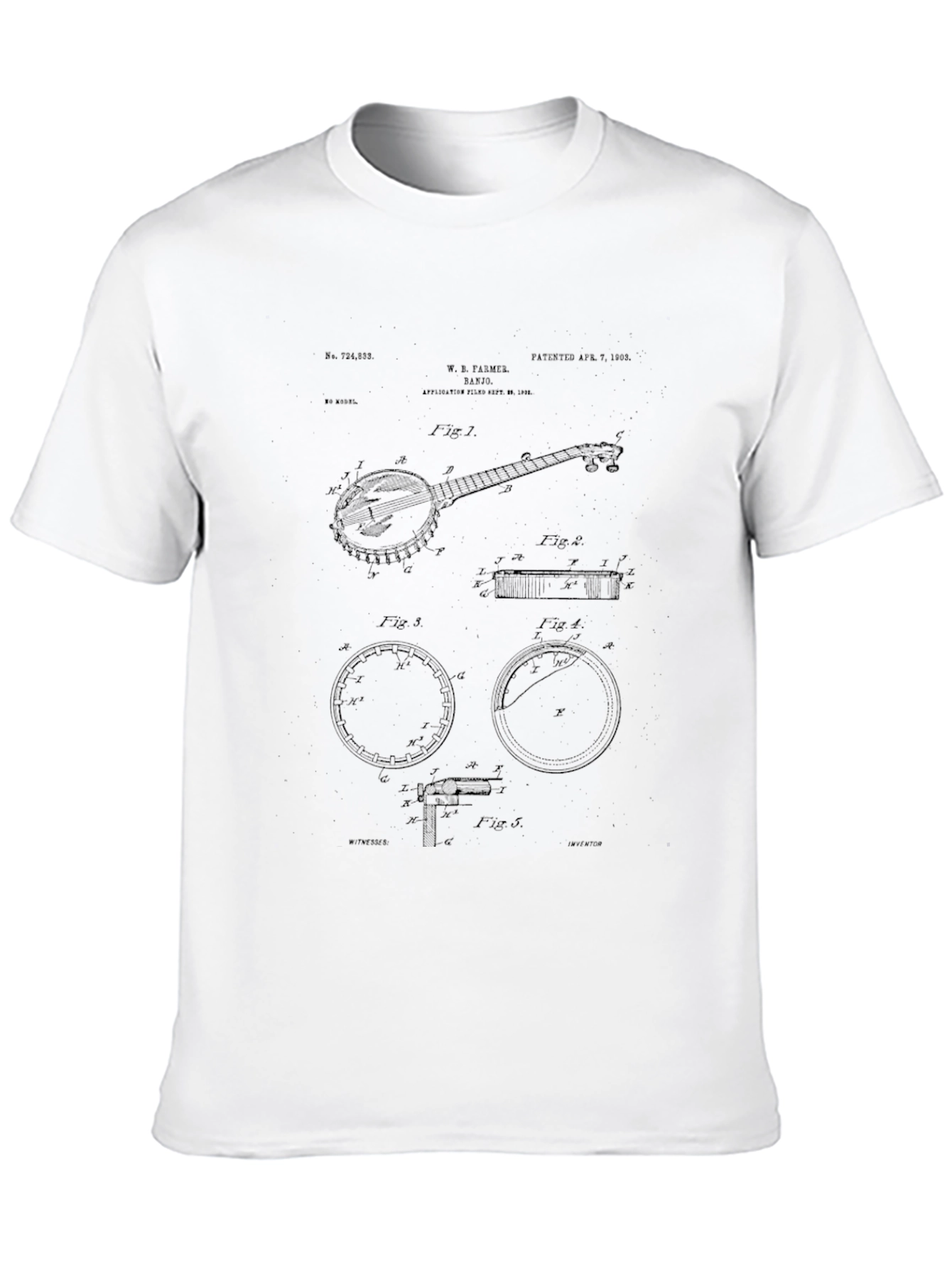 Banjo Patent Print Black T-Shirt