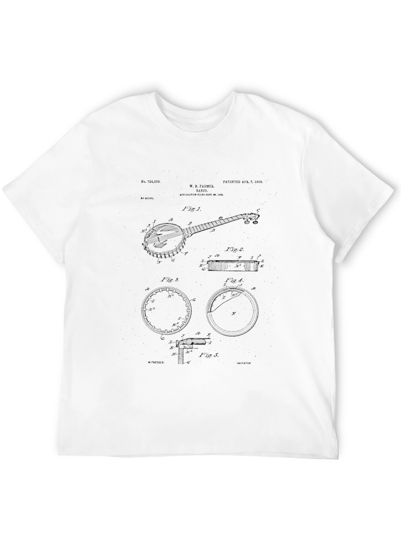 Banjo Patent Print Black T-Shirt