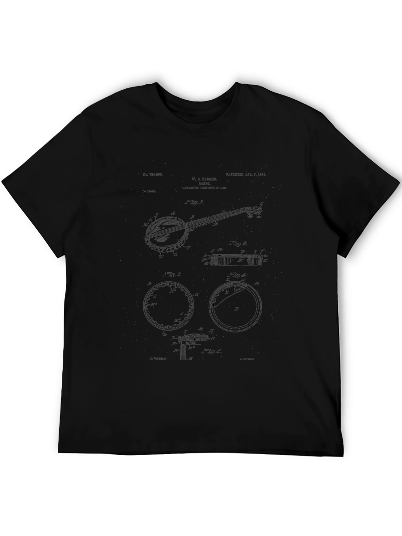 Banjo Patent Print Black T-Shirt