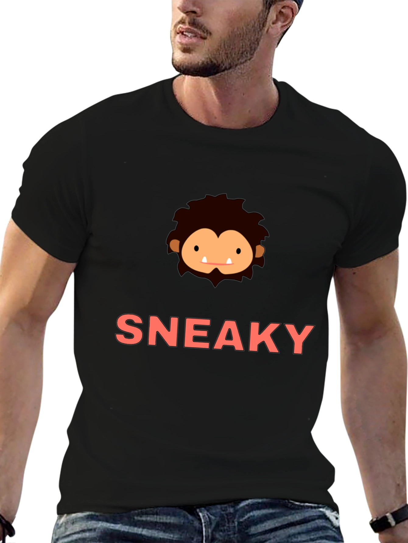 Sneaky Bigfoot Graphic Tee - Black Cotton T-Shirt