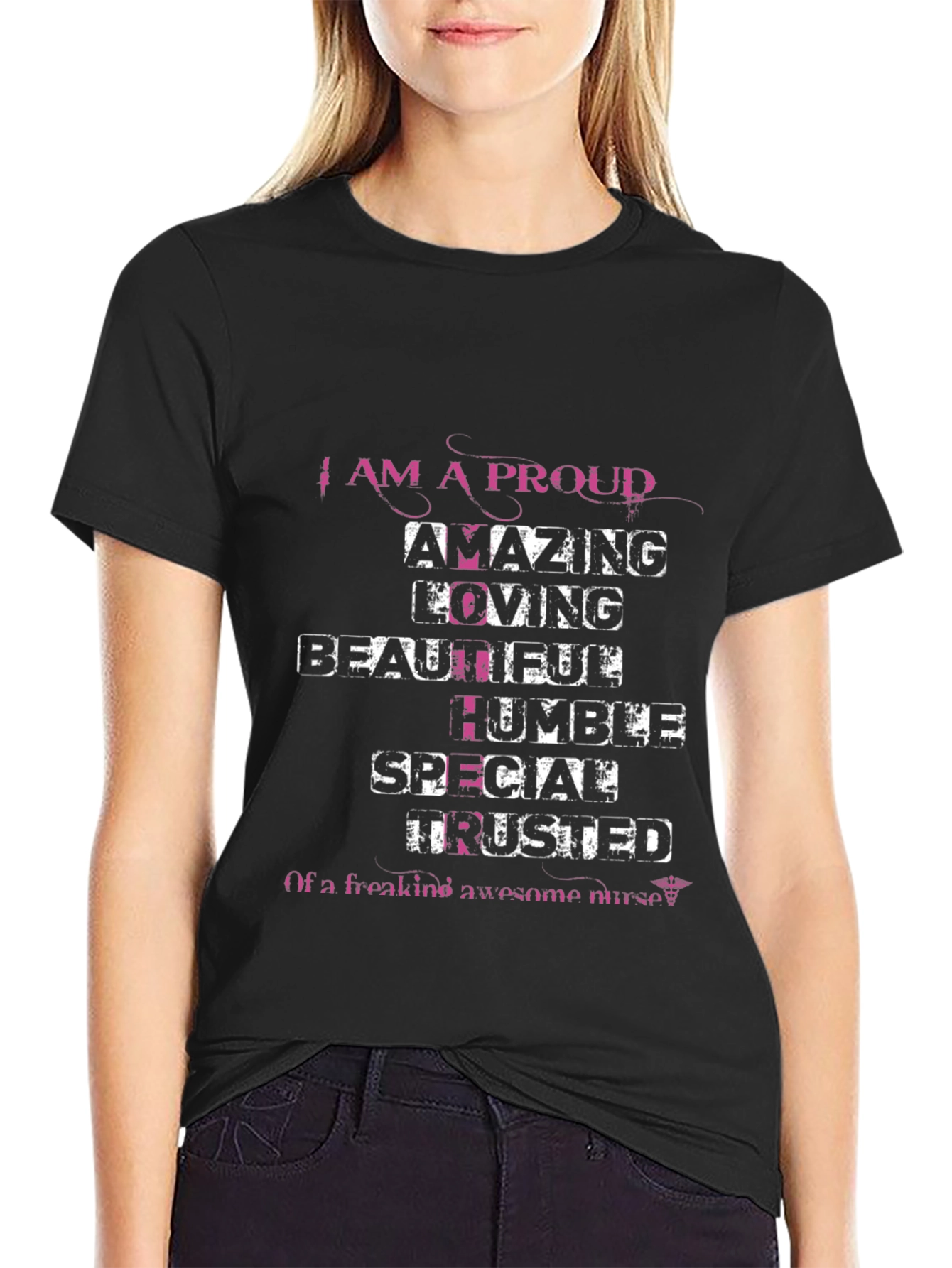 Proud Nurse Graphic T-Shirt - Amazing Loving Beautiful