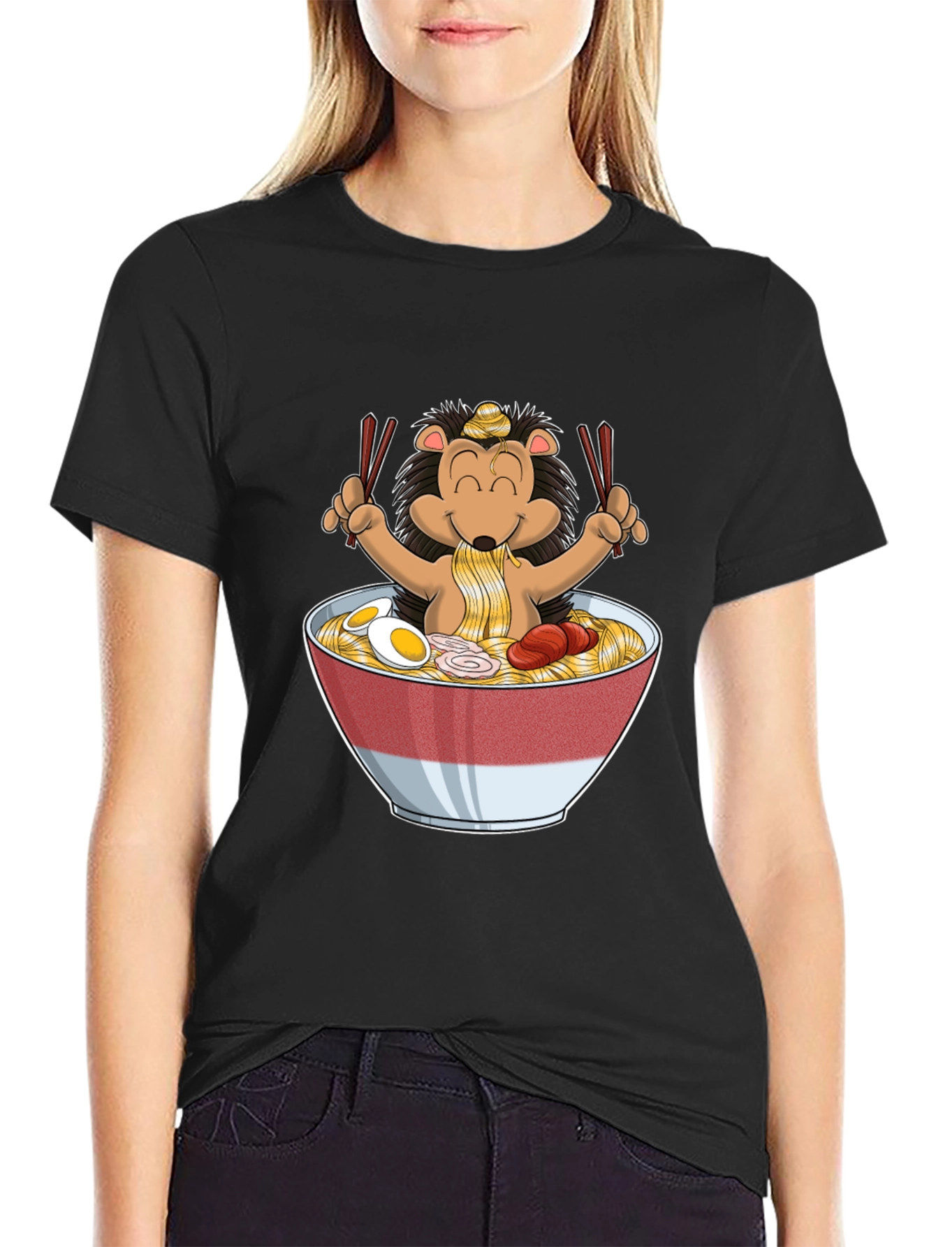 Hedgehog Ramen T-Shirt - Cute Anime Style