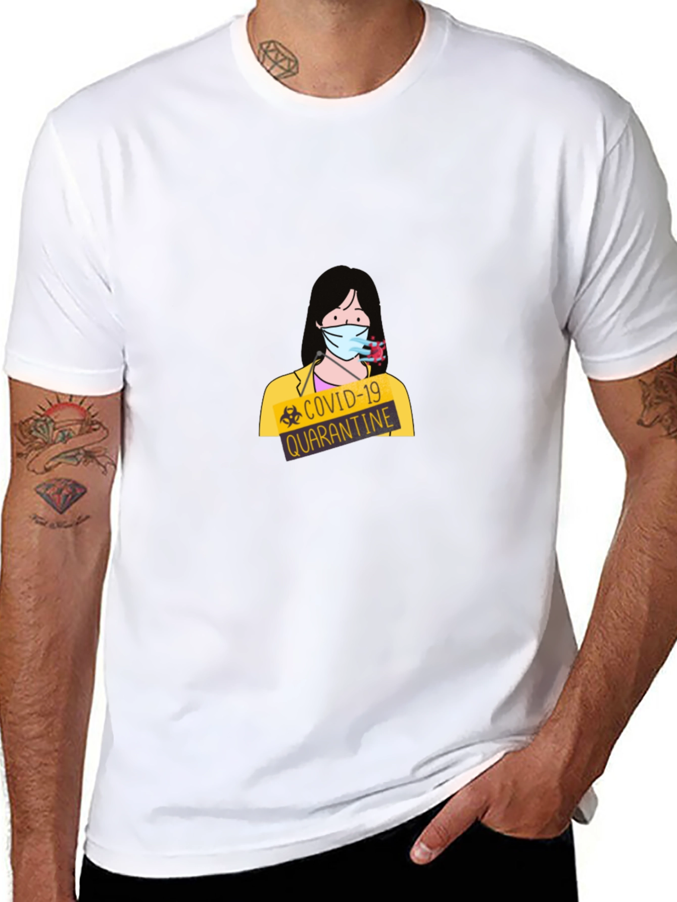 COVID-19 Quarantine Graphic T-Shirt - Black