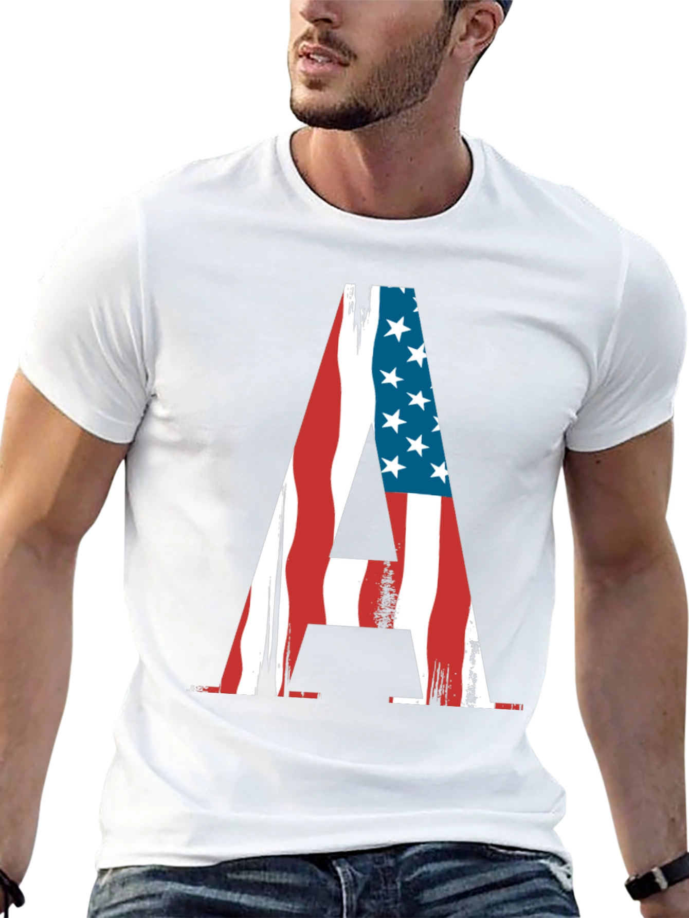 American Flag Letter A Patriotic T-Shirt