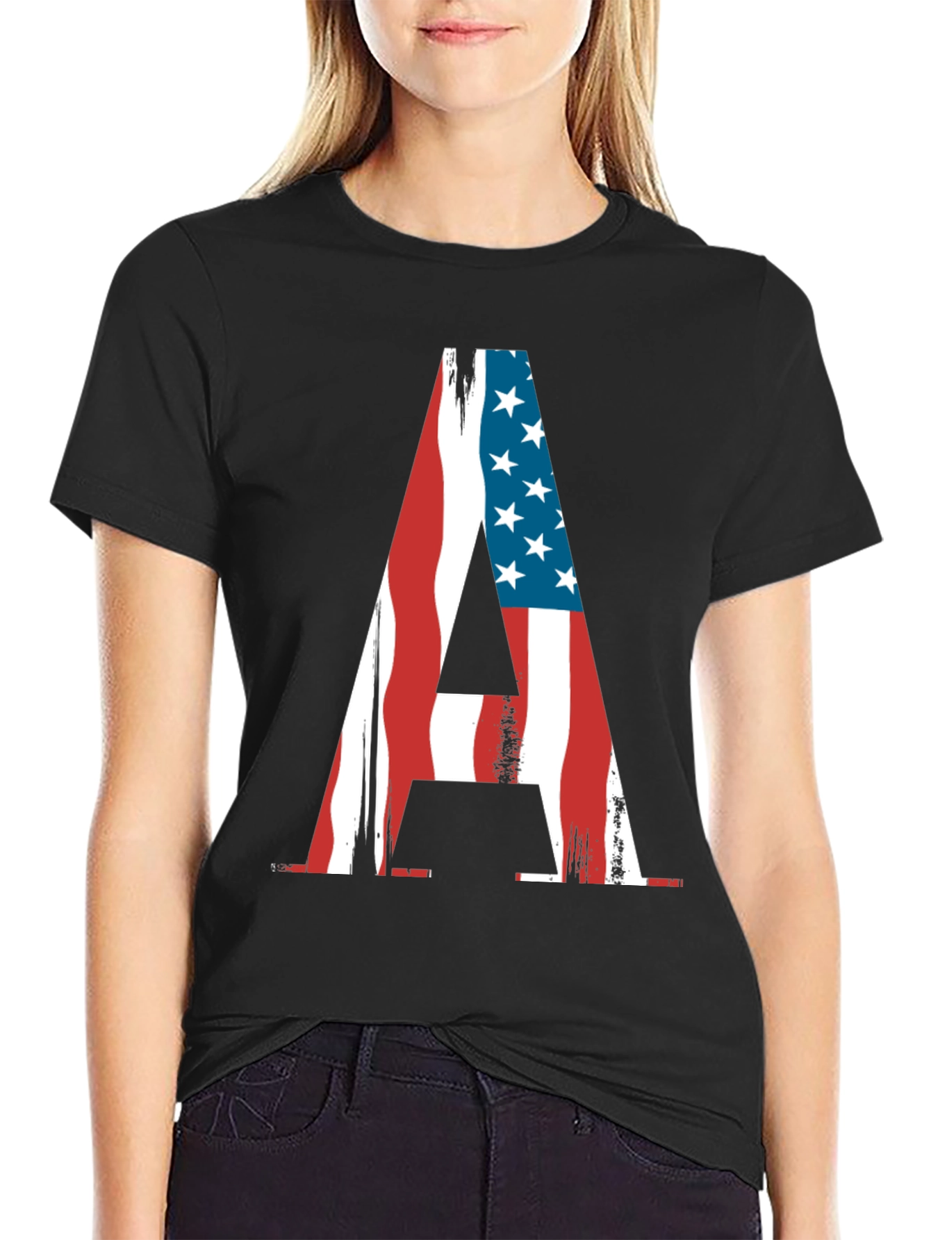 American Flag Letter A Patriotic T-Shirt