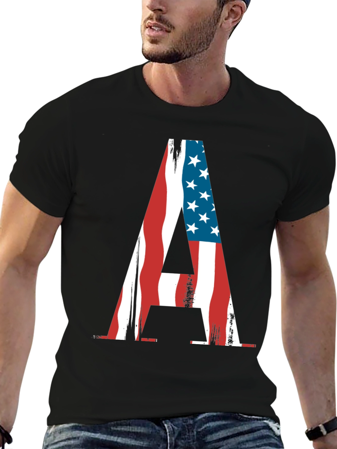 American Flag Letter A Patriotic T-Shirt