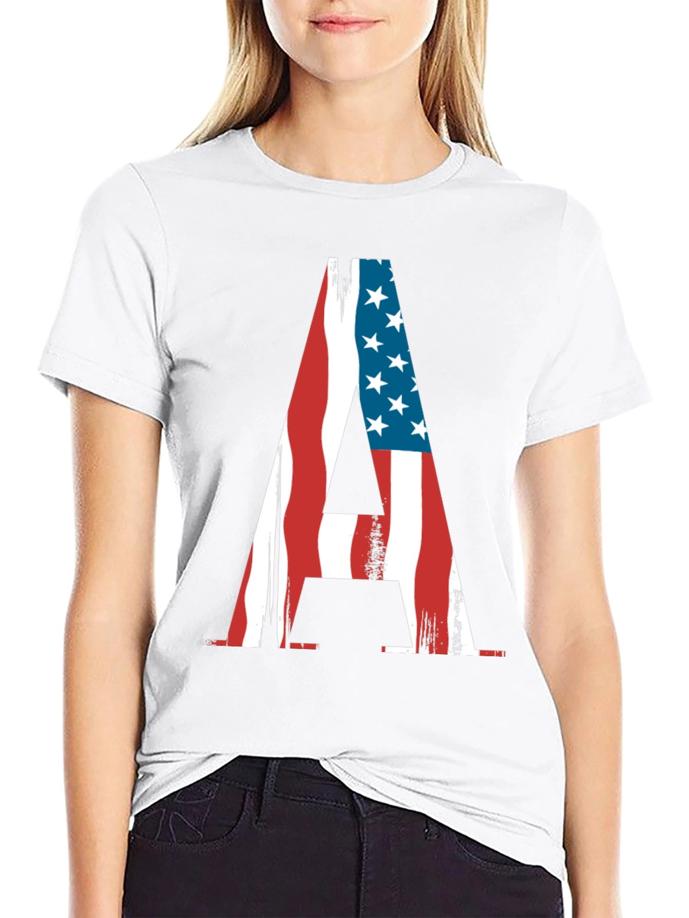 American Flag Letter A Patriotic T-Shirt