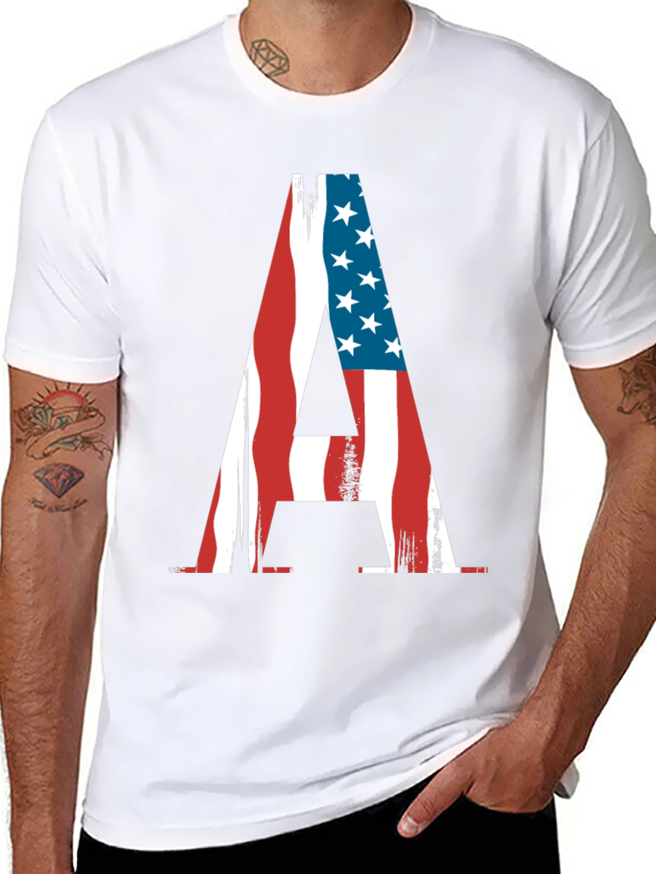 American Flag Letter A Patriotic T-Shirt