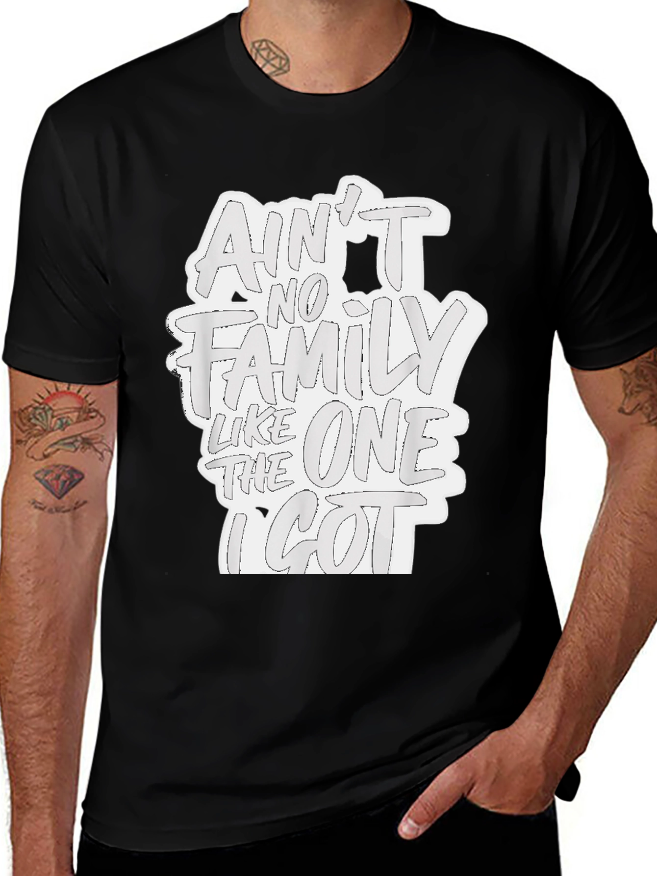Aint No Family T-Shirt - Black Graphic Tee