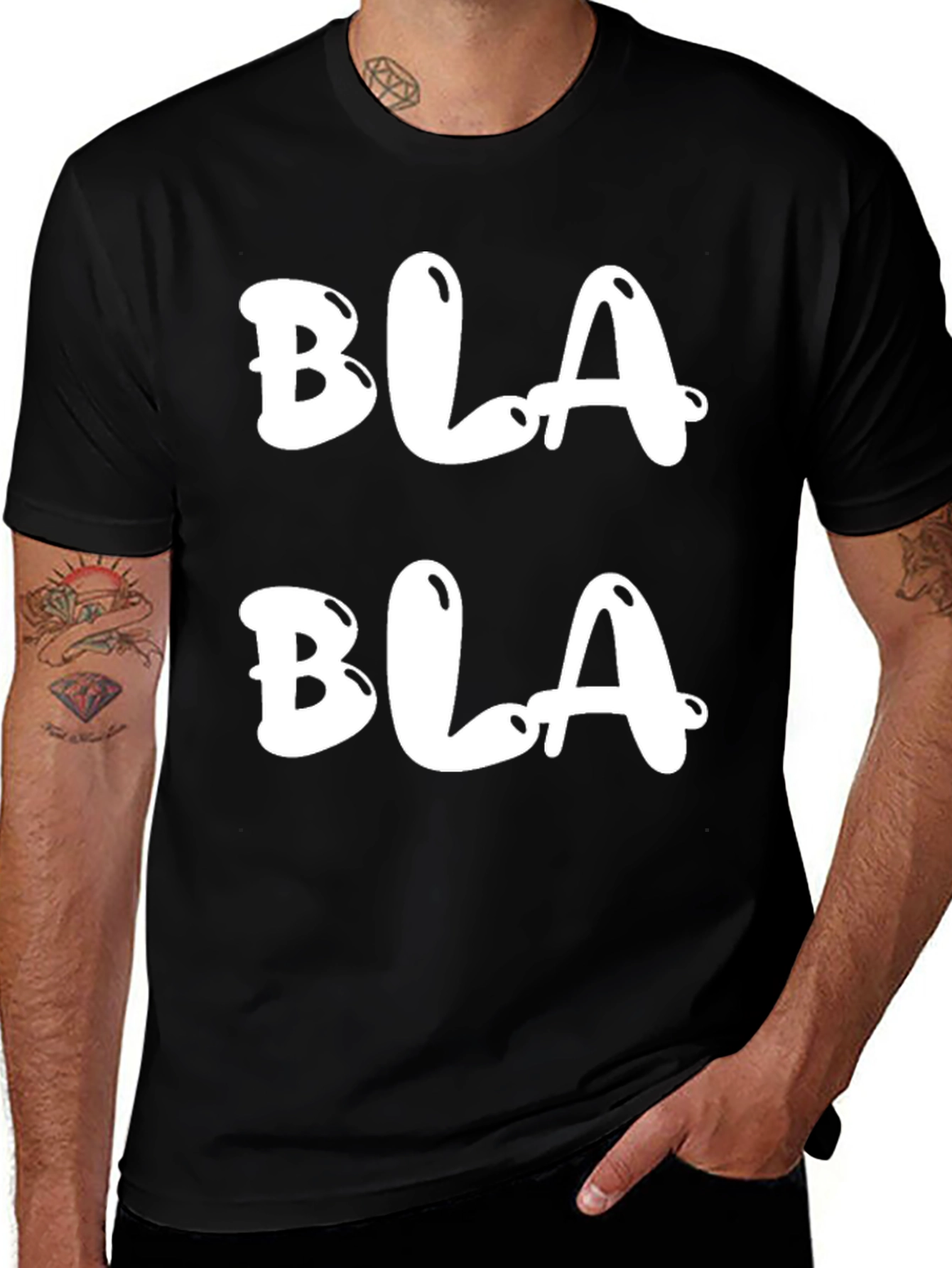 Bla Bla Graphic Tee - Casual Black T-Shirt