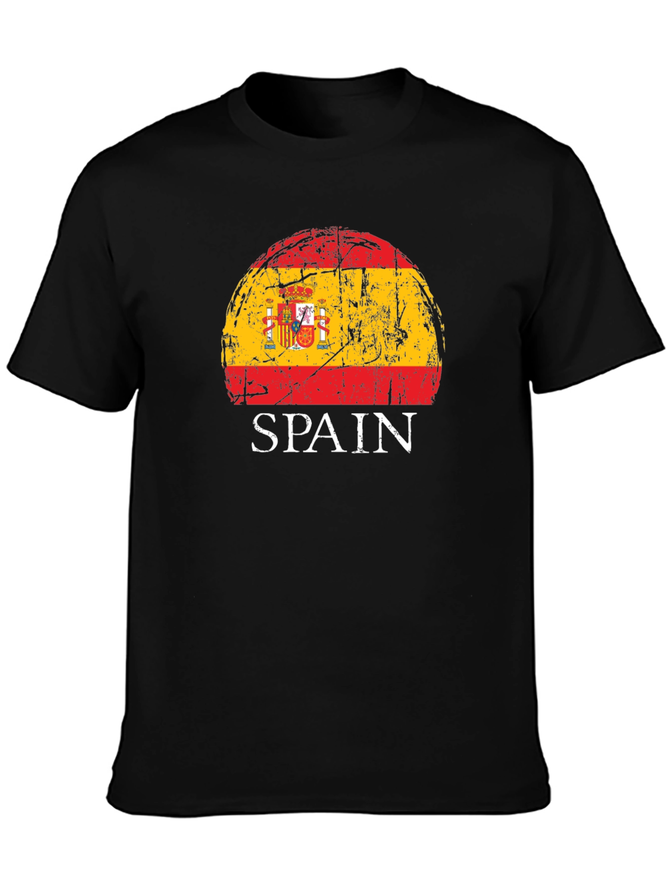 Spain Flag Distressed Graphic T-Shirt