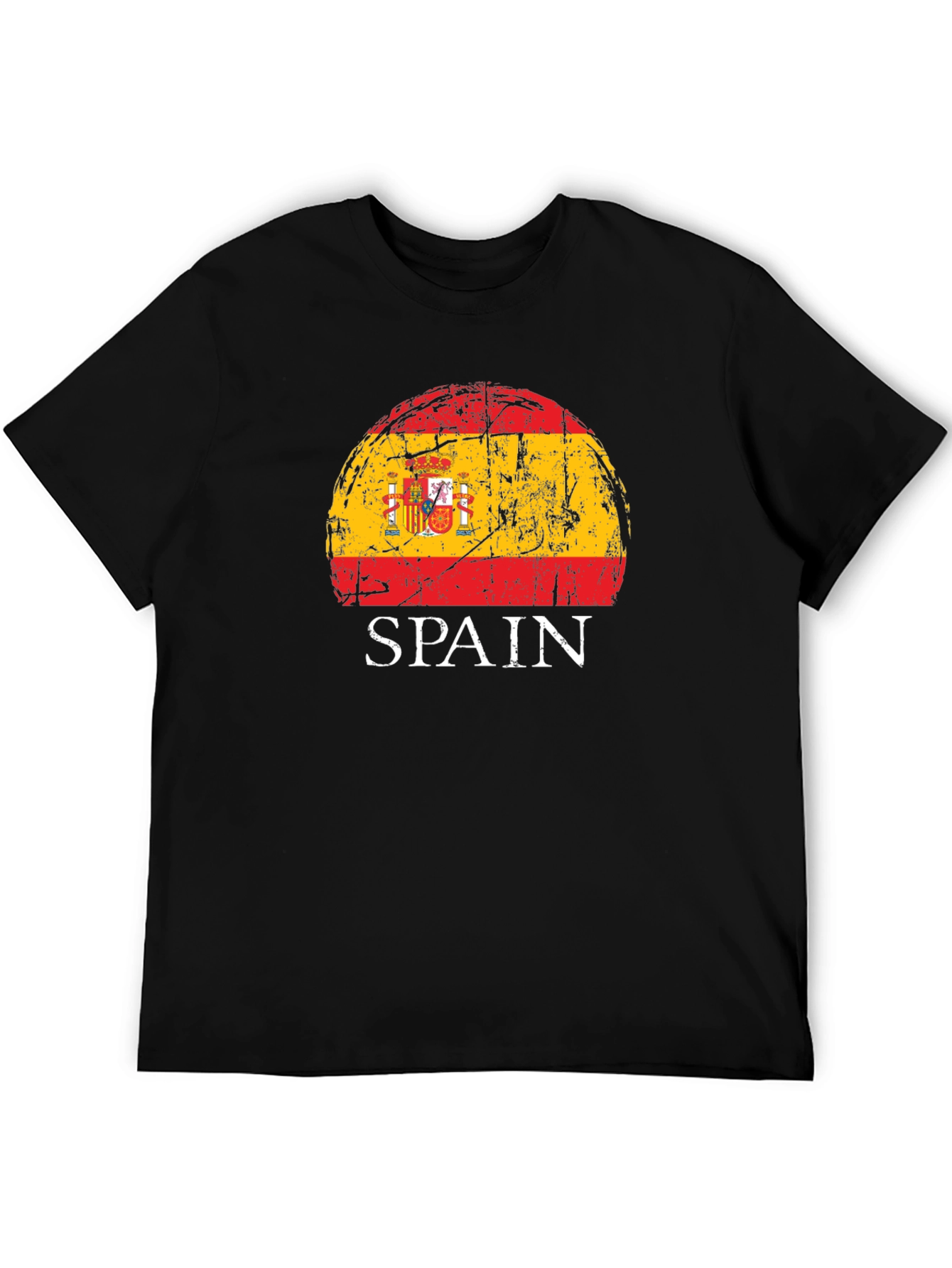 Spain Flag Distressed Graphic T-Shirt