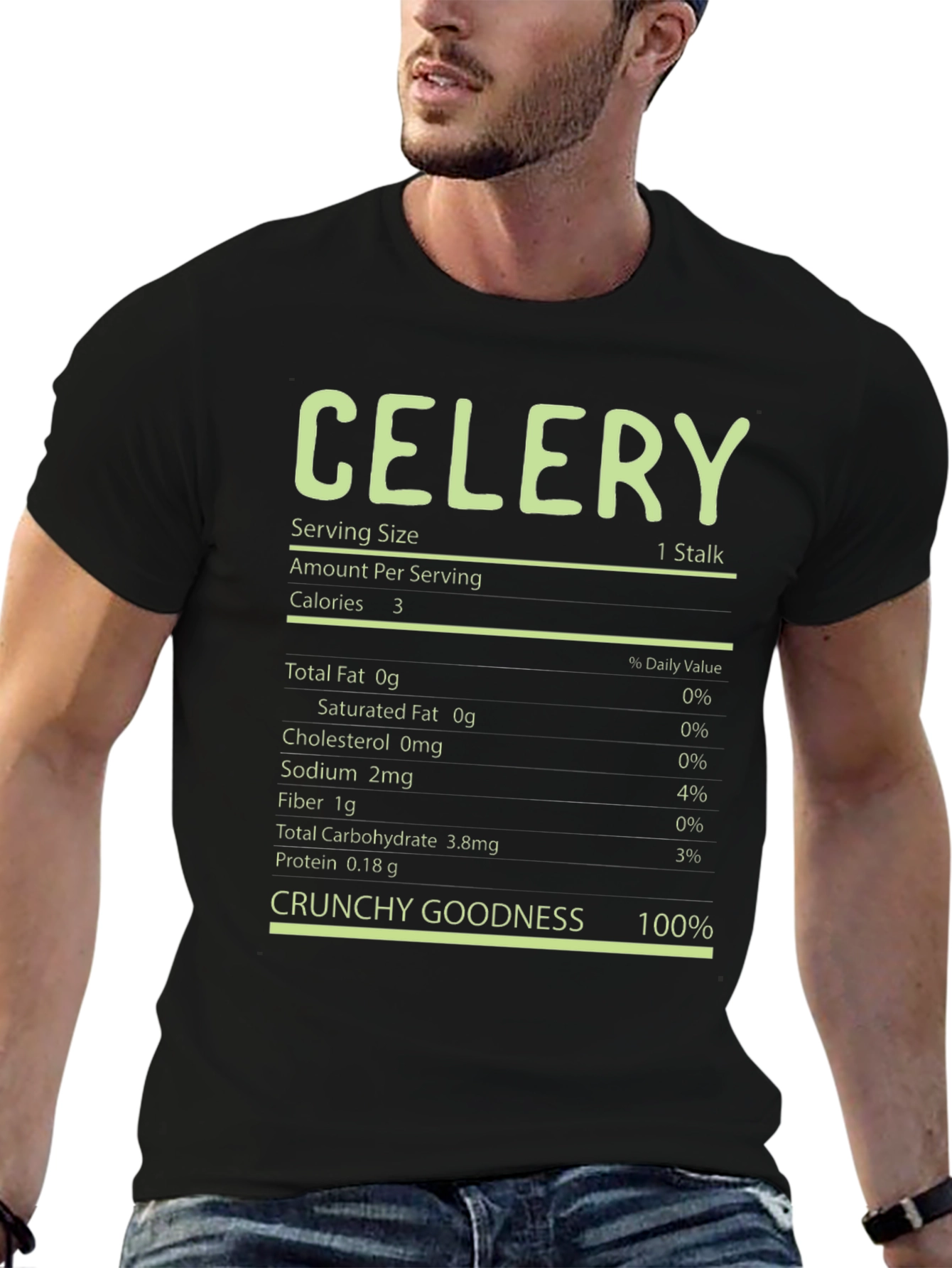Celery Nutrition Facts T-Shirt - Crunchy Goodness Tee